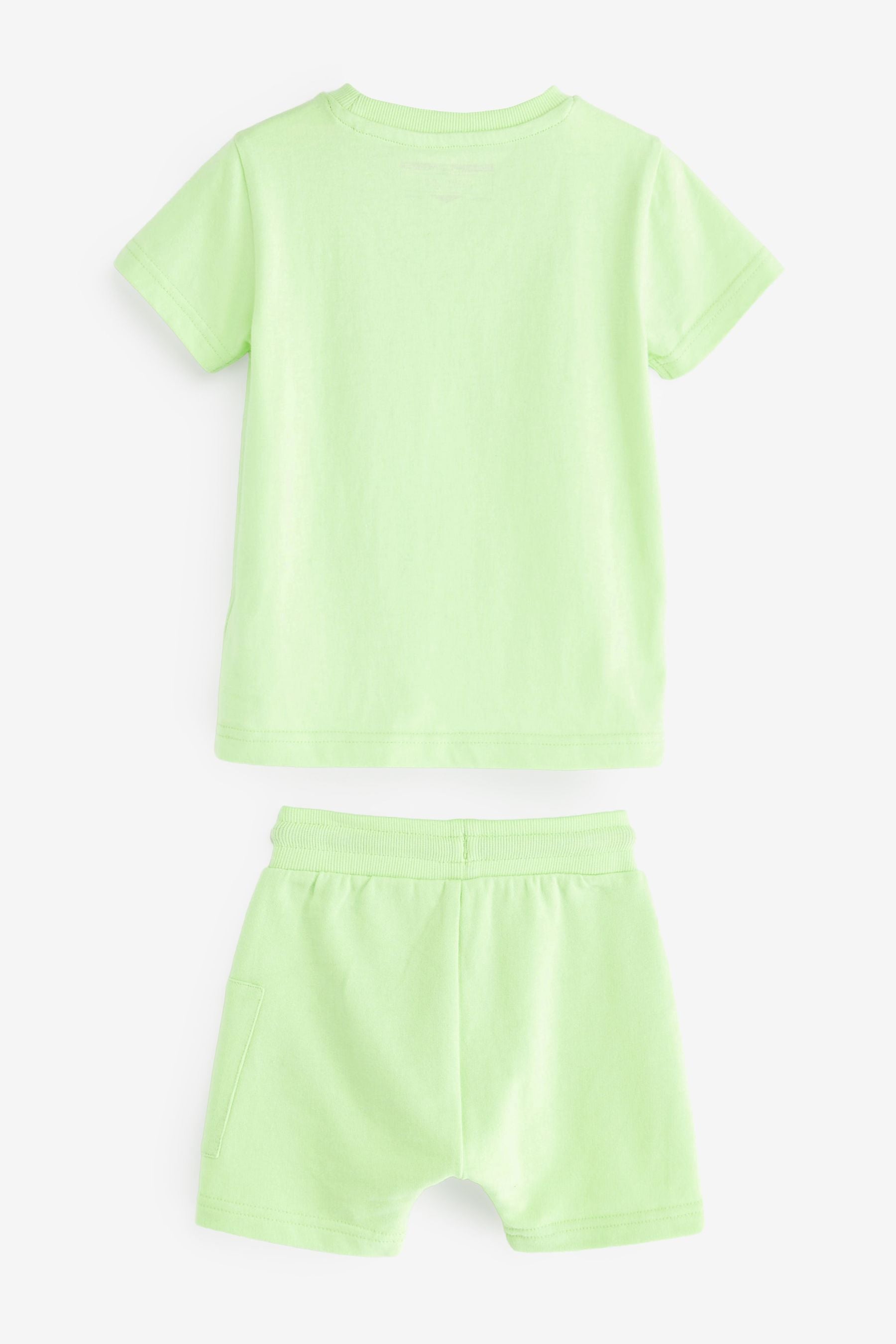 Light Green Zip Pocket T-Shirt And Shorts Set (3mths-7yrs)