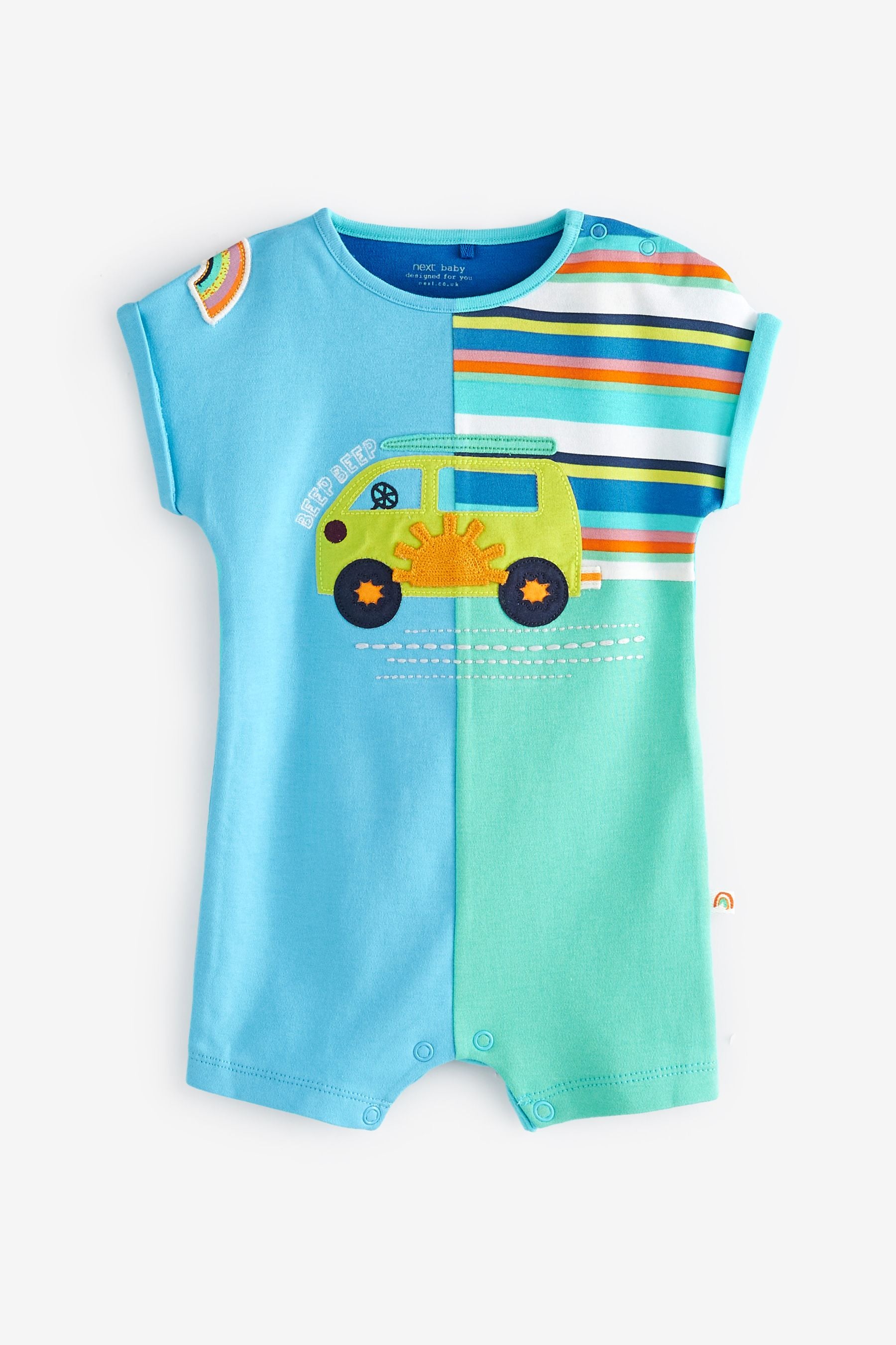 Bright Blue Van Print Baby 3 Pack Rompers (0mths-3yrs)