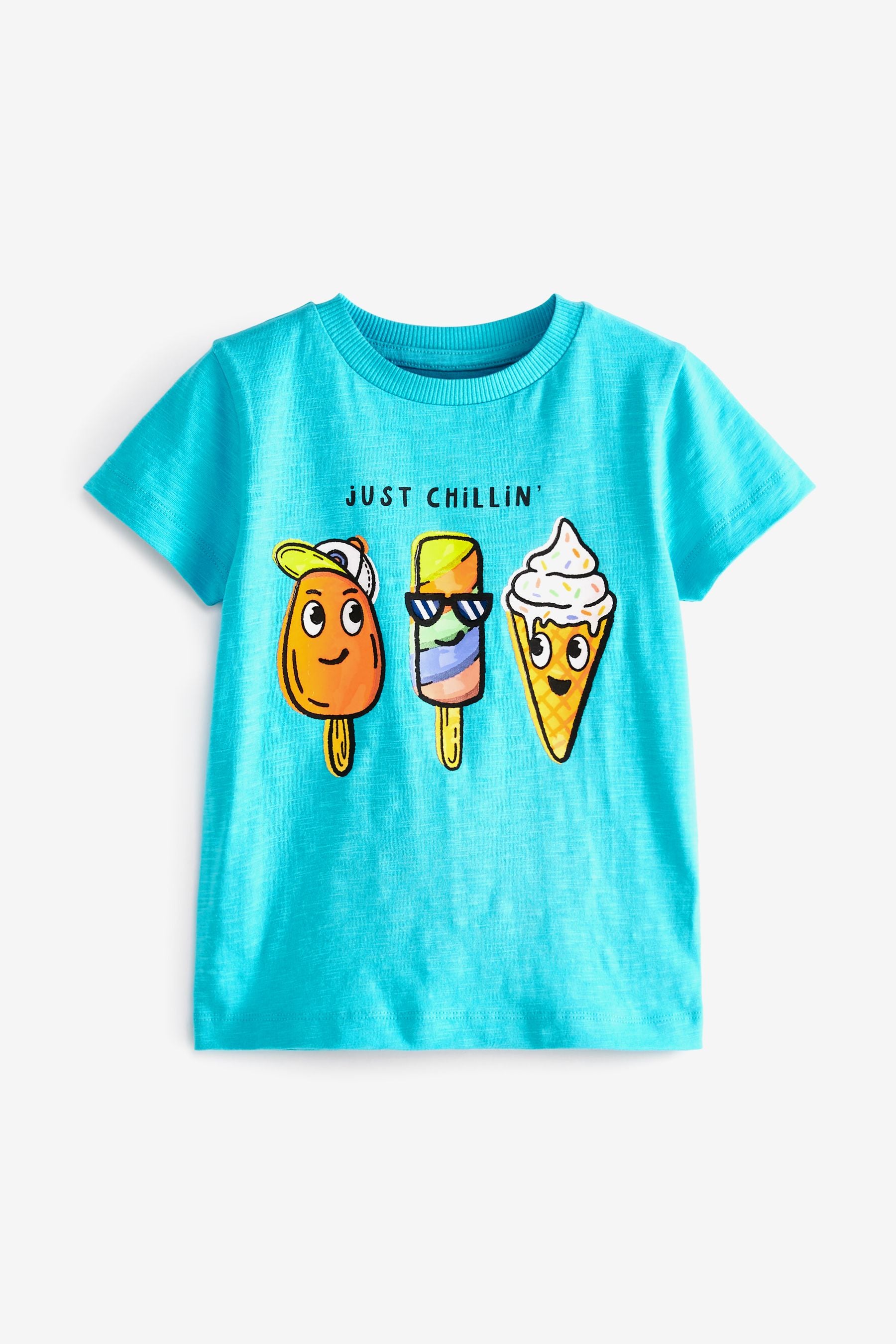 Turquoise Blue Ice Cream Short Sleeve Character T-Shirt (3mths-7yrs)