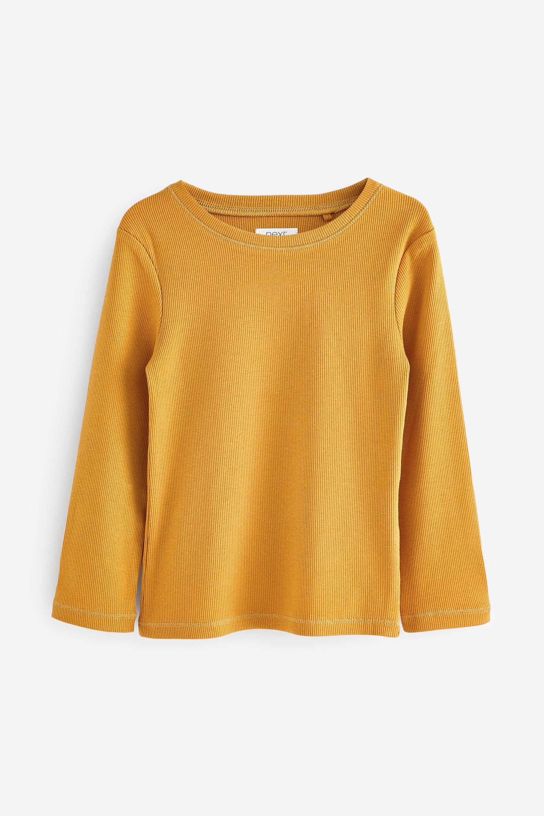 Ochre Yellow Long Sleeve Ribbed Top (3-16yrs)