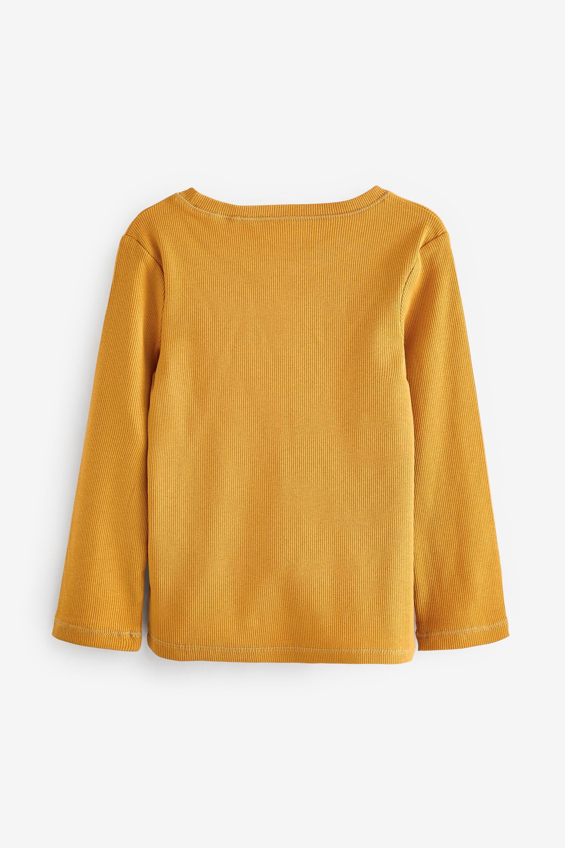 Ochre Yellow Long Sleeve Ribbed Top (3-16yrs)