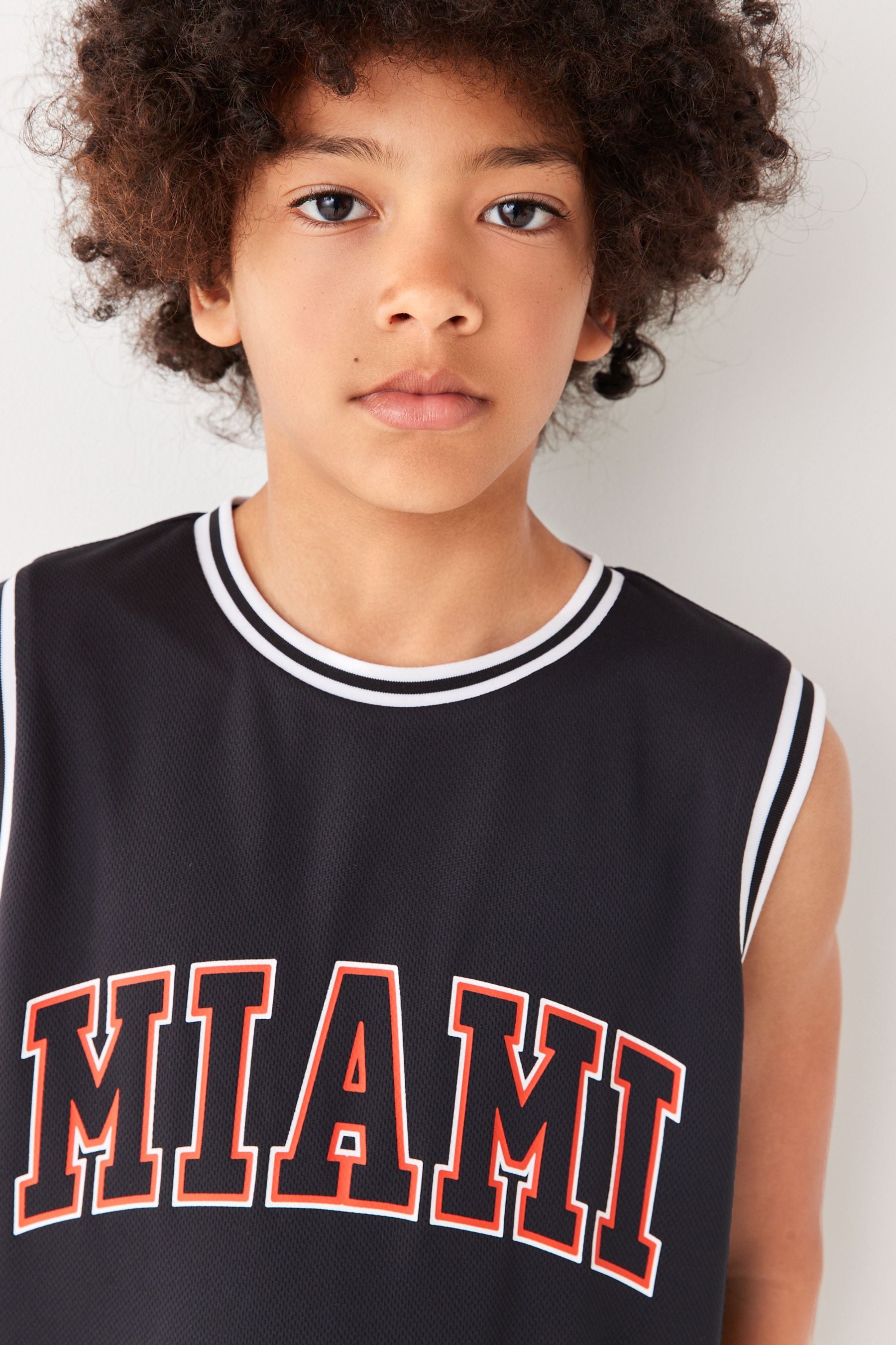 Miami Black Graphic Vest And Shorts Set (3-16yrs)