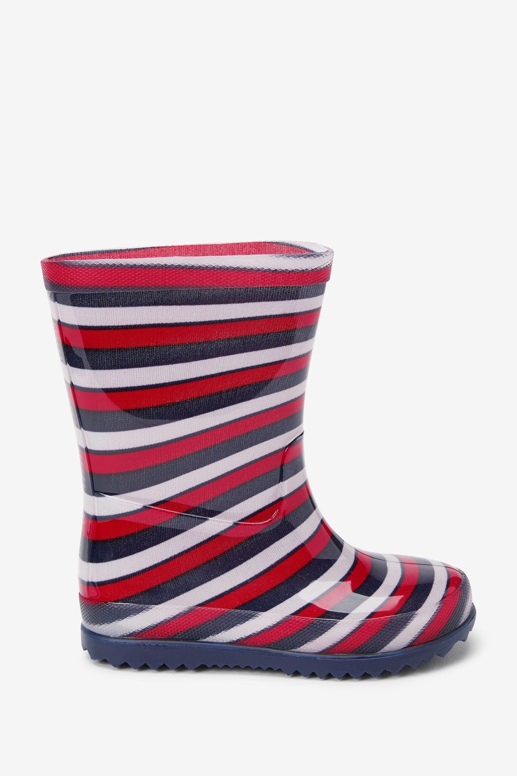 Red/Navy Blue/White Stripe Wellies