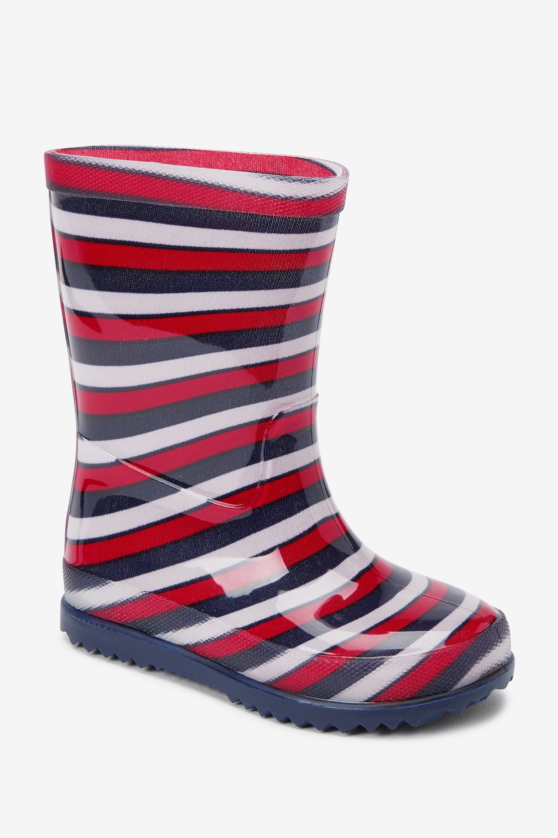 Red/Navy Blue/White Stripe Wellies