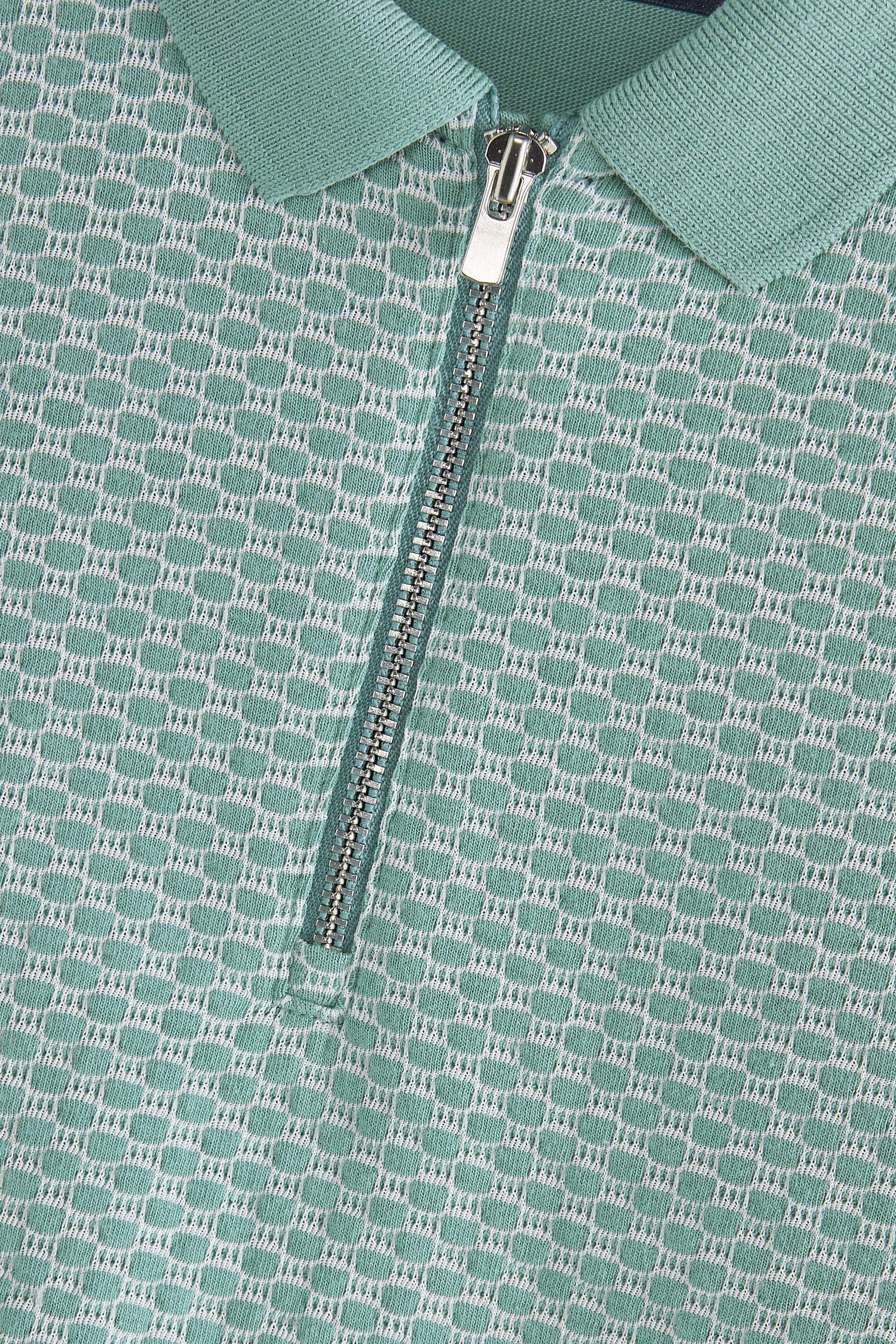 Mint Green Textured Short Sleeve Polo Shirt (3-16yrs)