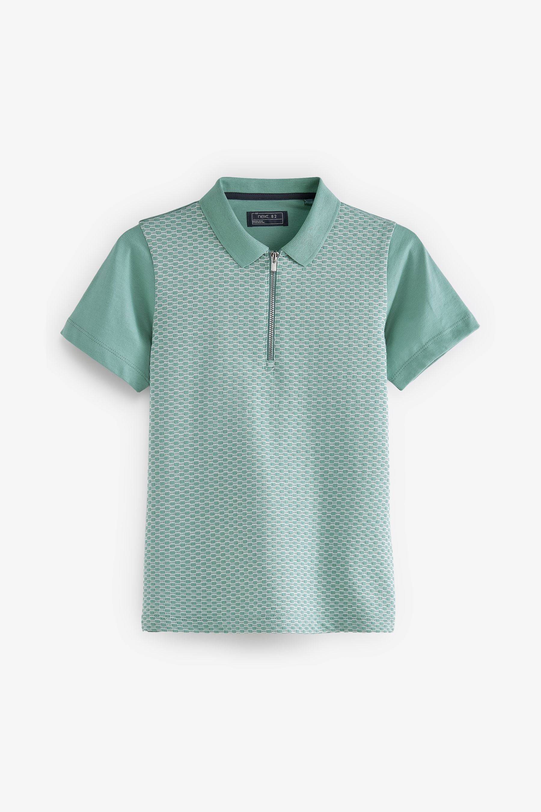 Mint Green Textured Short Sleeve Polo Shirt (3-16yrs)