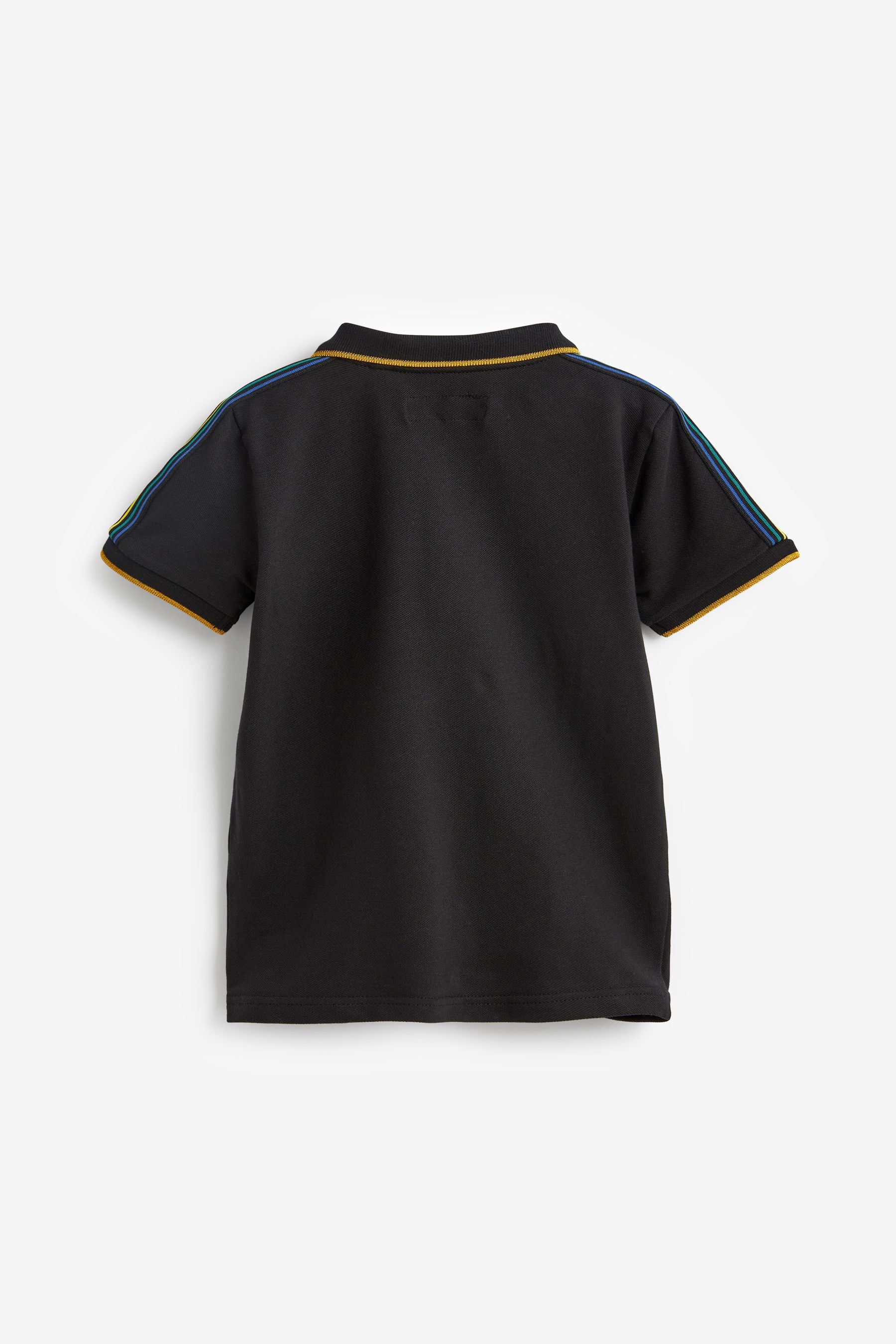 Black/Gold Tape Zip Neck Short Sleeve Polo Shirt (3-16yrs)