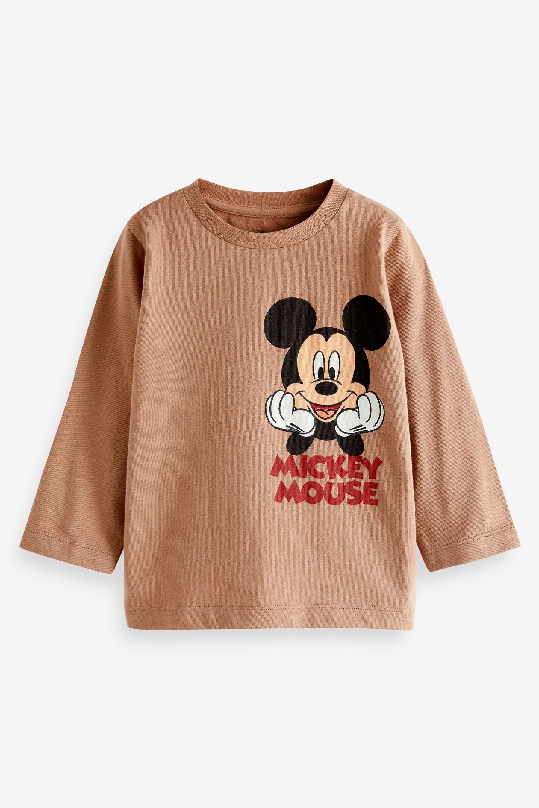 Brown Mickey Mouse Back Print Long Sleeve T-Shirt (3mths-8yrs)