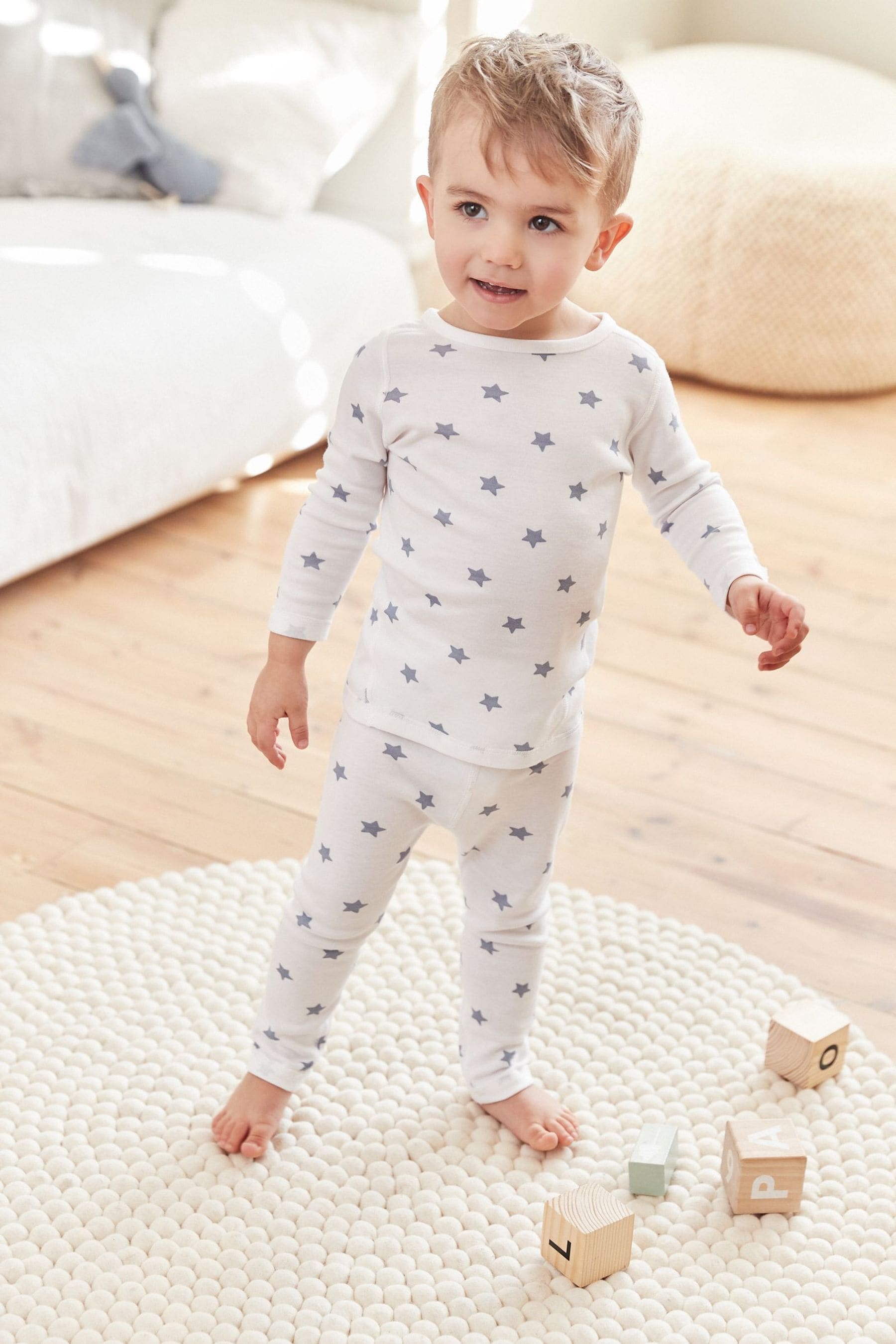 Blue/ White Star 2 Pack Kind To Skin Pyjama Set (9mths-12yrs)