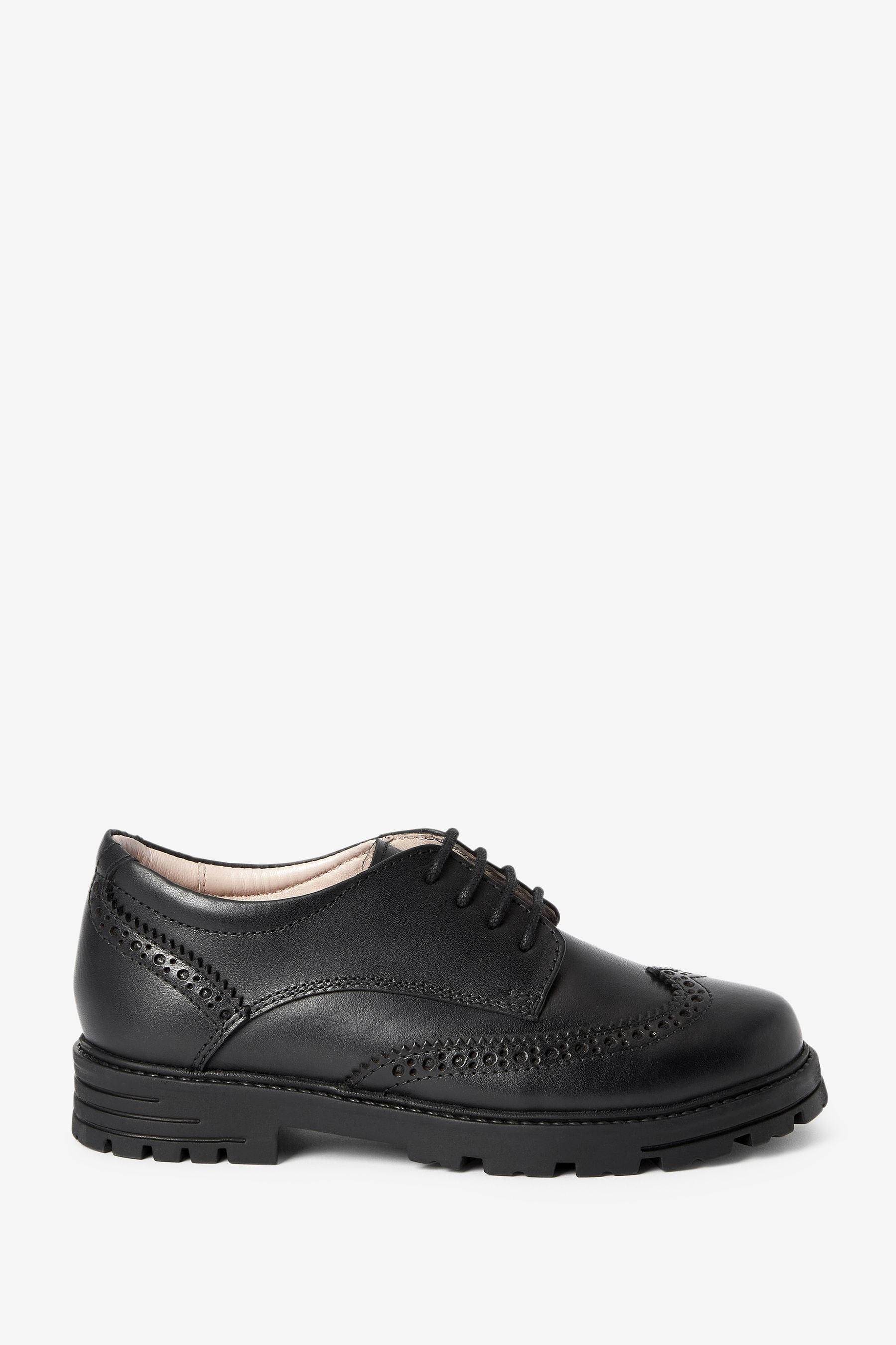 Black School Leather Brogue Shoes