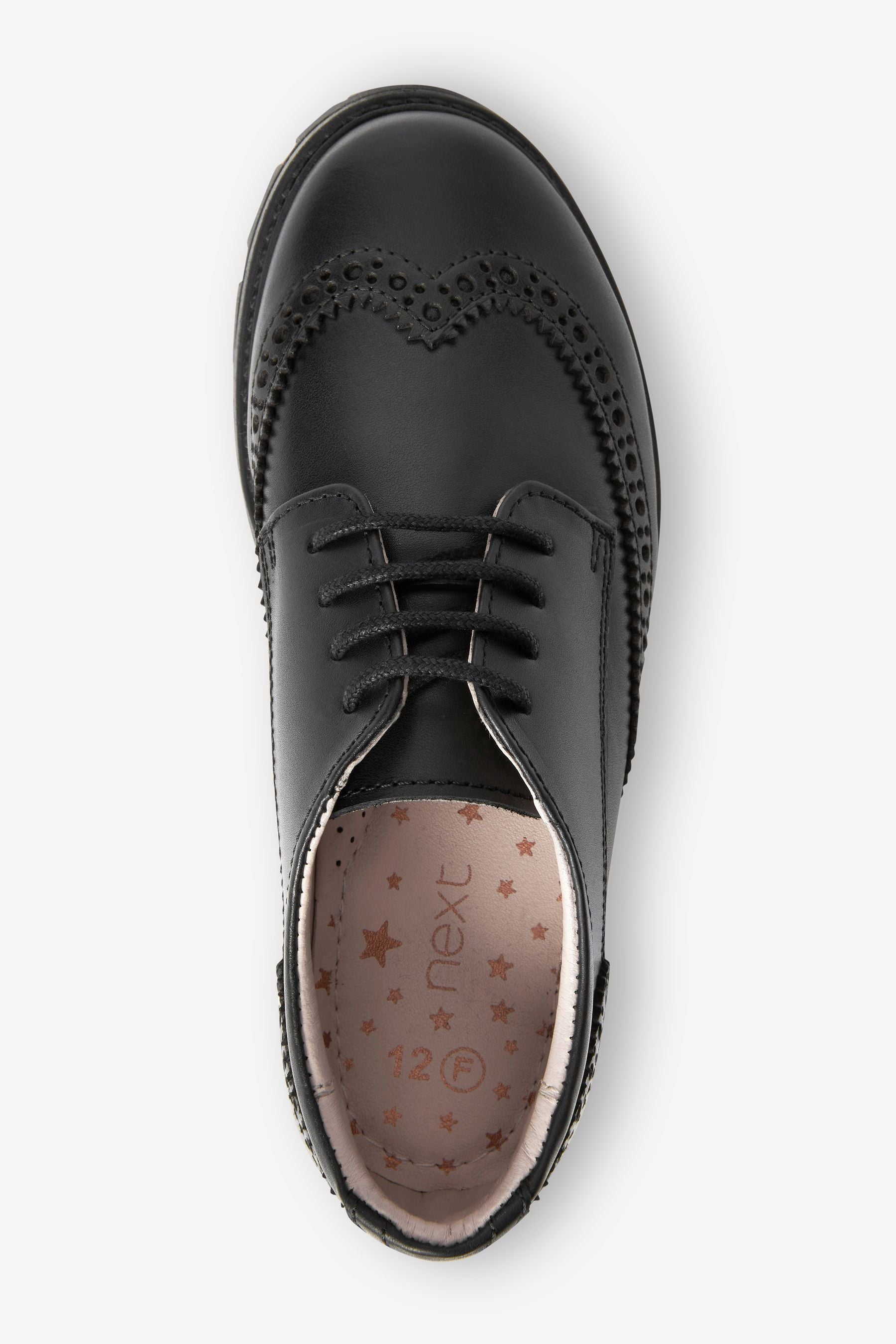 Black School Leather Brogue Shoes