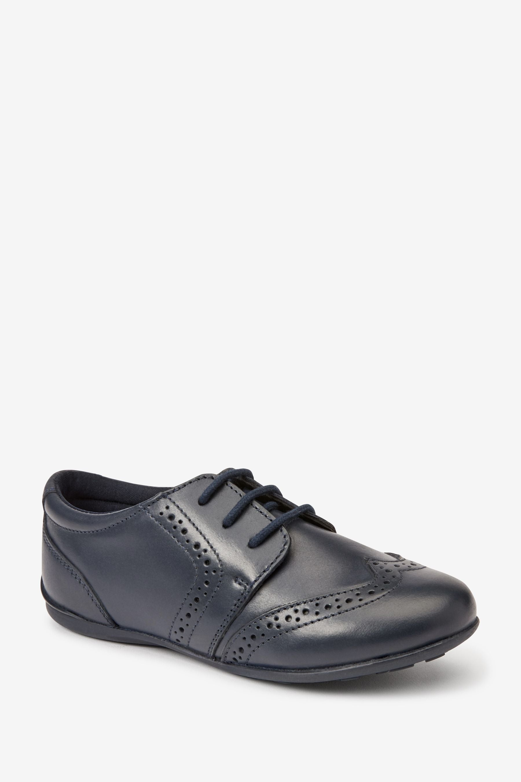 Navy Blue School Leather Lace-Up Brogues