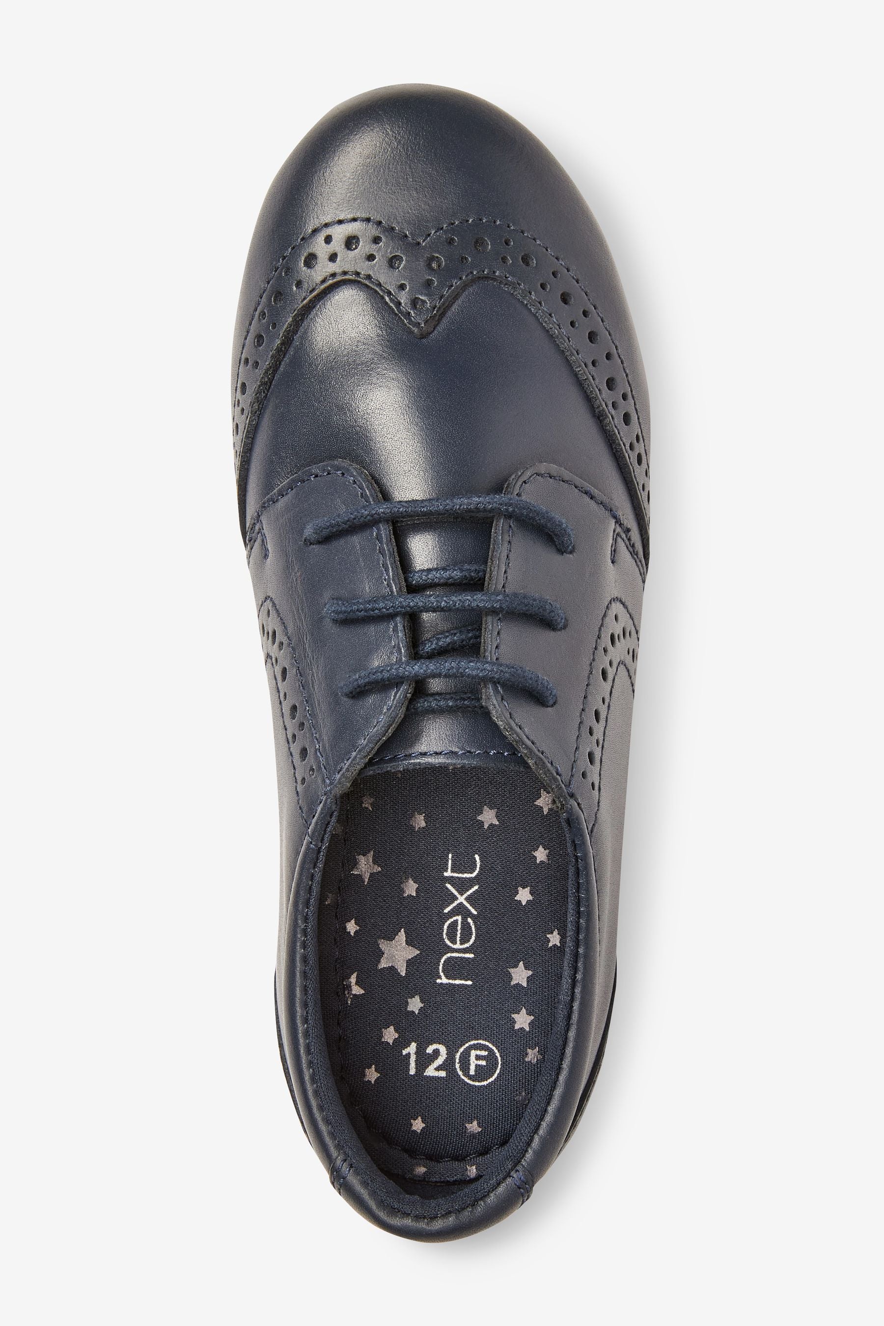 Navy Blue School Leather Lace-Up Brogues