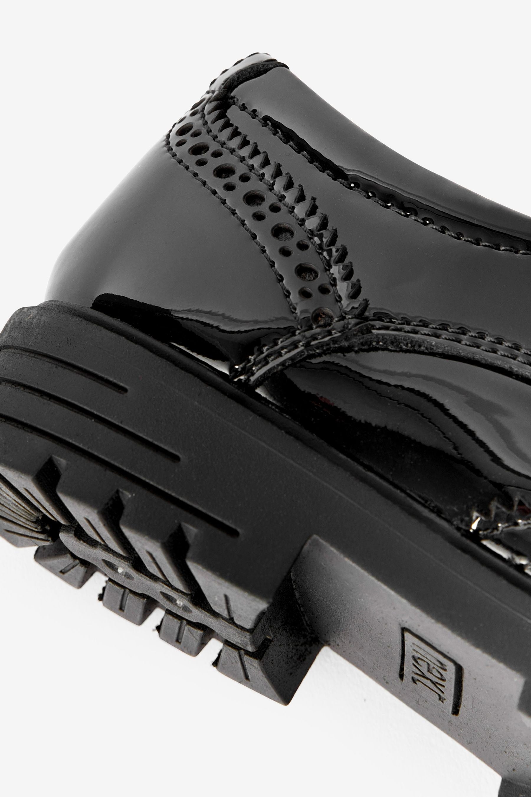 Black Patent School Leather Brogue Shoes