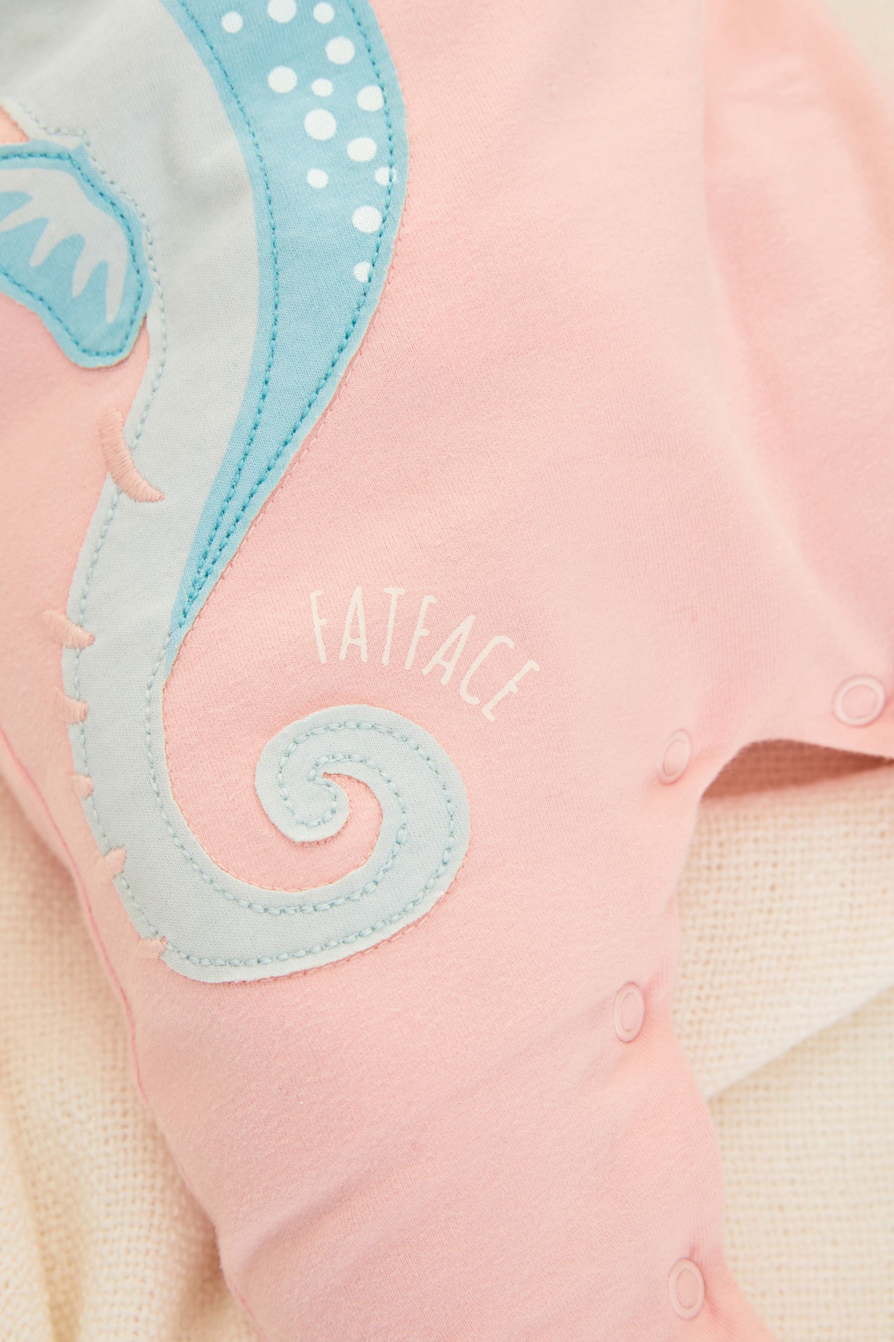 FatFace Baby Pink Crew Seahorse Appliqu