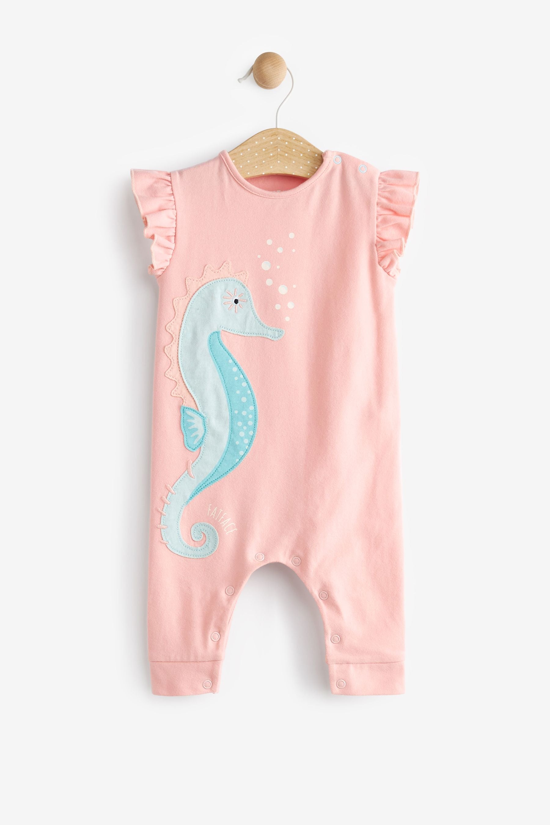 FatFace Baby Pink Crew Seahorse Appliqu