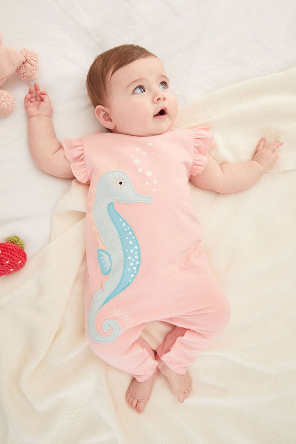 FatFace Baby Pink Crew Seahorse Appliqu