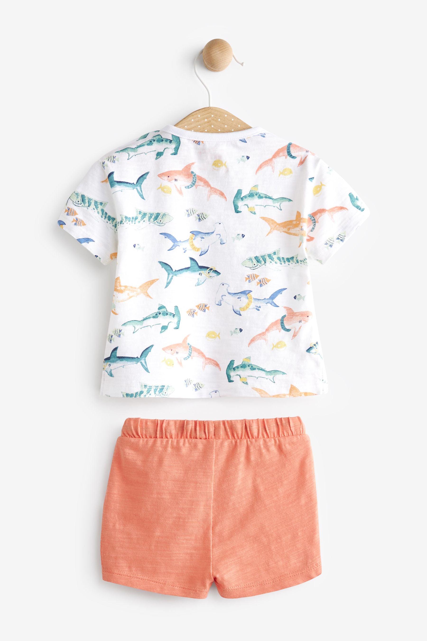 FatFace Baby Crew Shark Print T-Shirt And Short Set