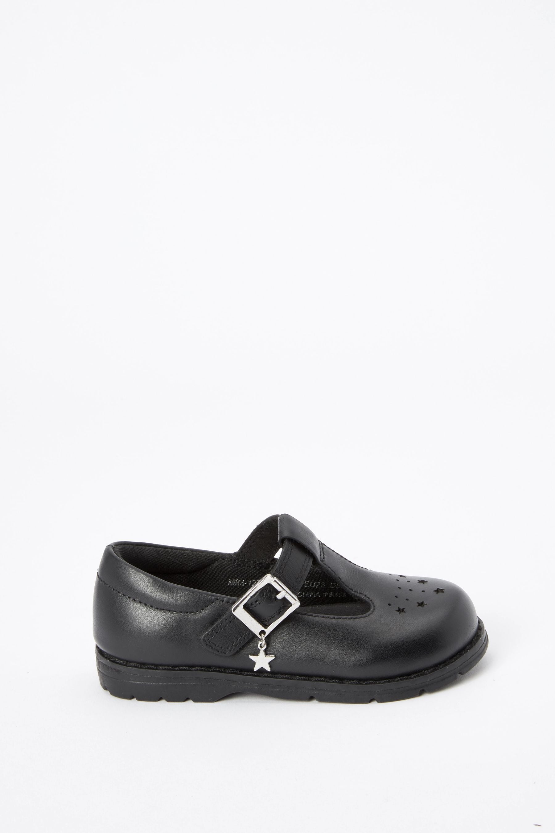 Black Leather Junior T-Bar School Shoes