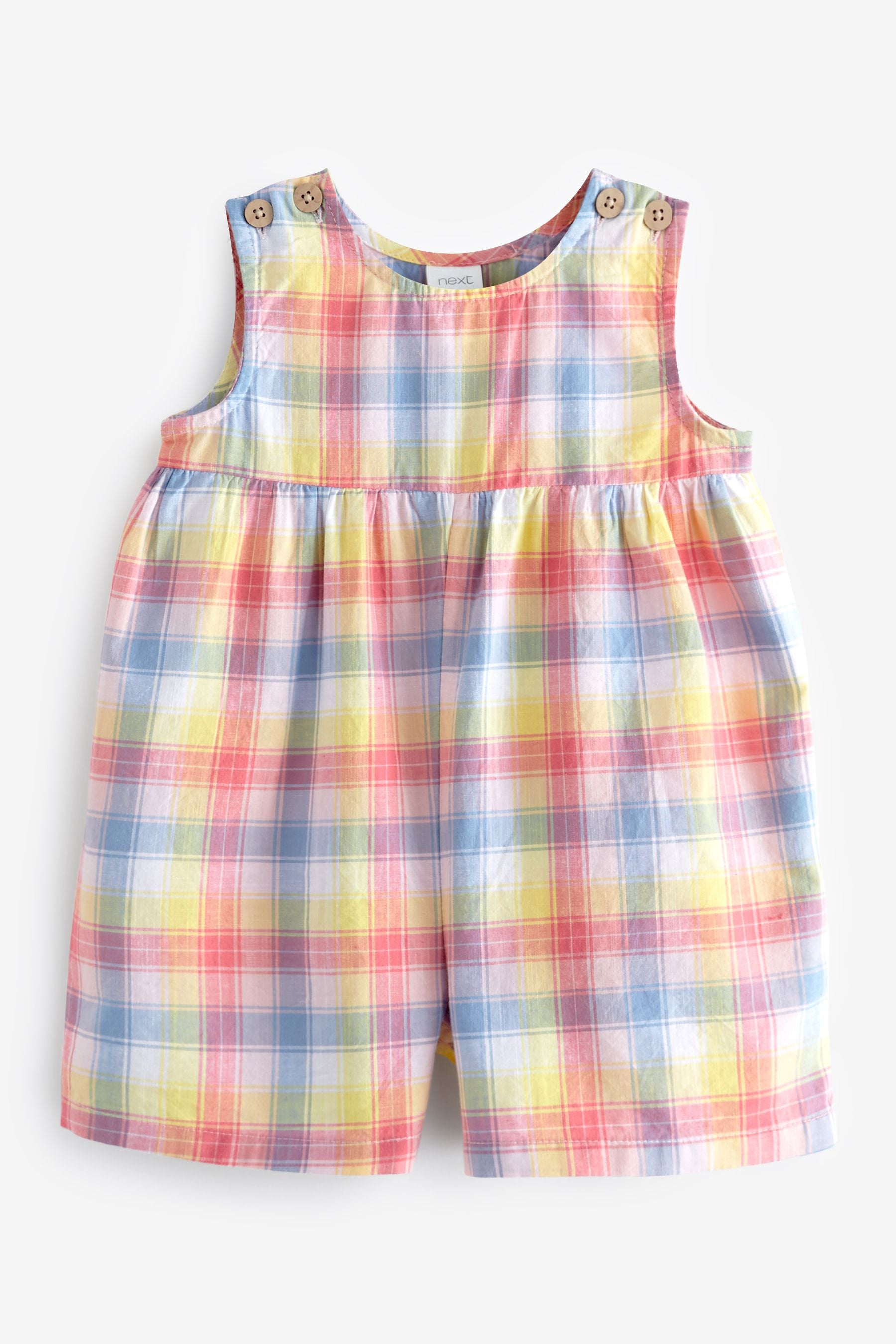 Pink Check Cotton Playsuit (3mths-7yrs)