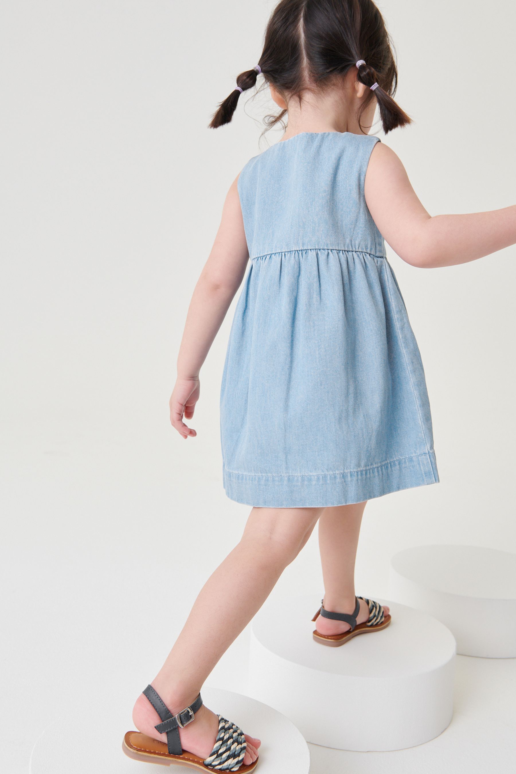 Blue Denim Cotton Sleeveless Dress (3mths-8yrs)