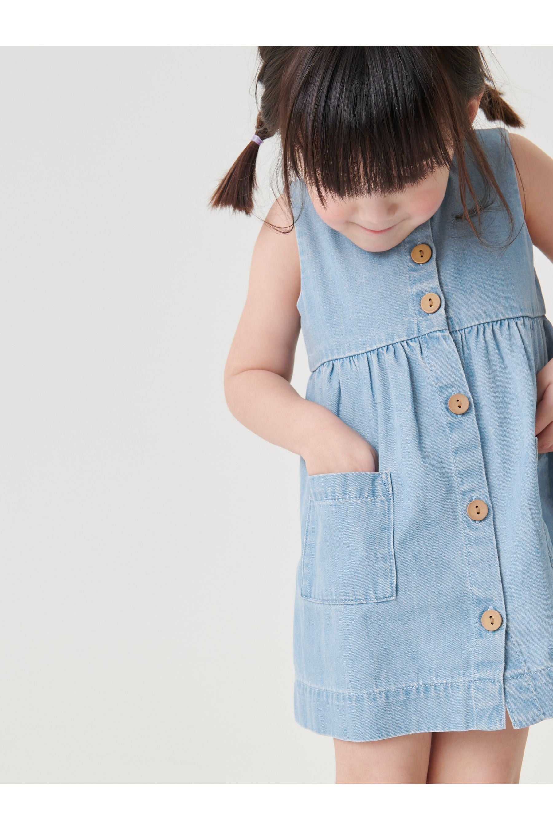 Blue Denim Cotton Sleeveless Dress (3mths-8yrs)