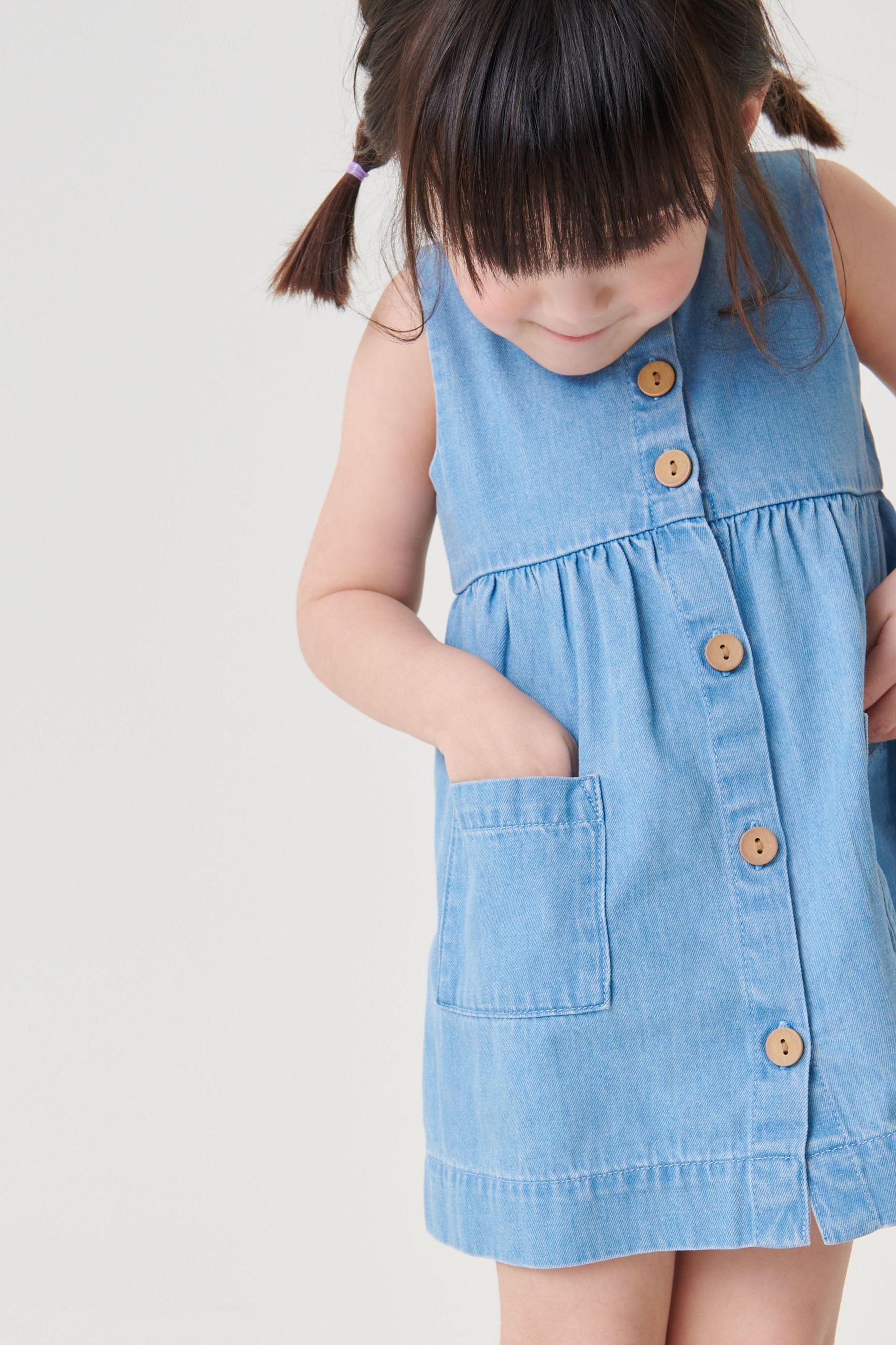 Blue Denim Cotton Sleeveless Dress (3mths-8yrs)