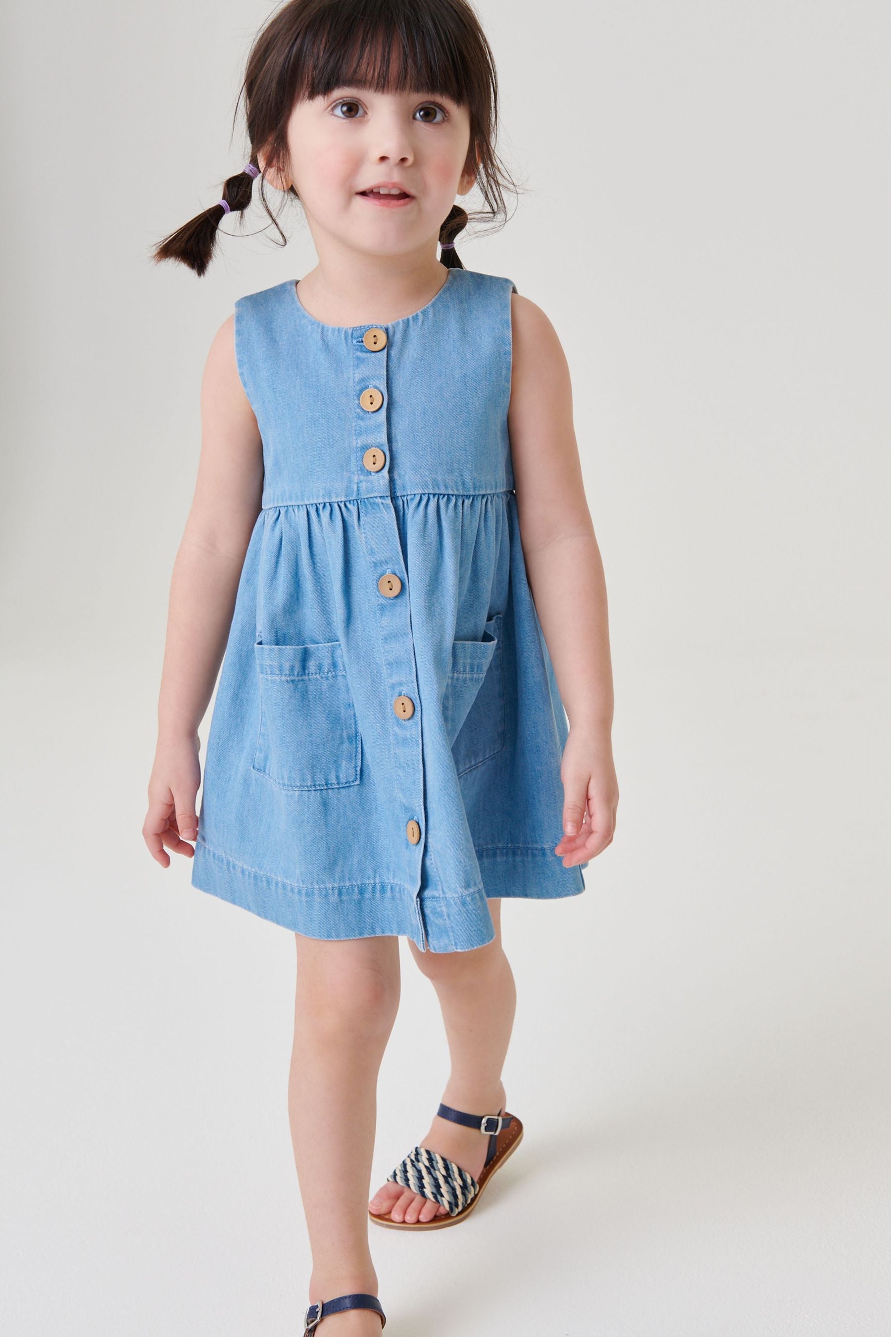 Blue Denim Cotton Sleeveless Dress (3mths-8yrs)