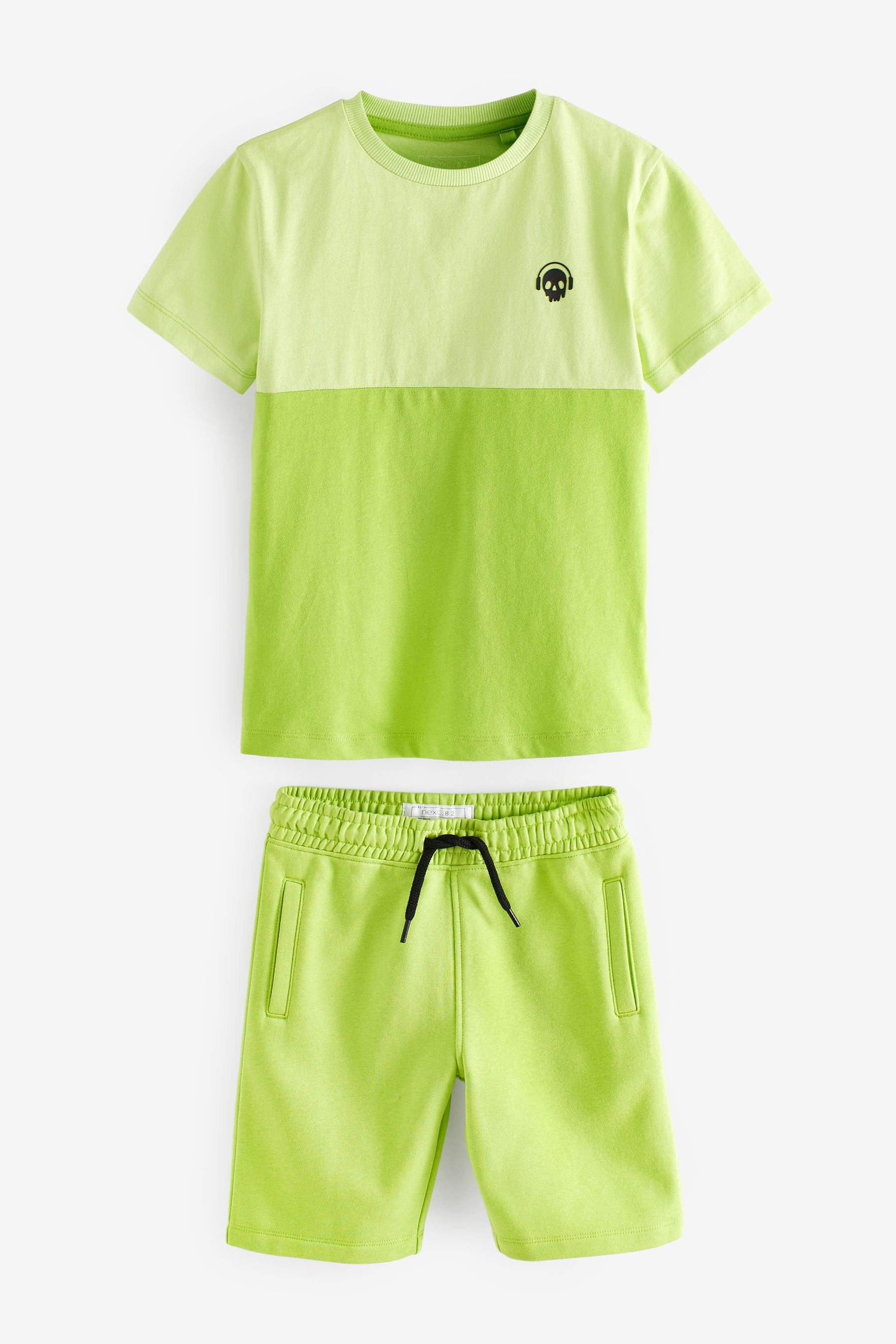 Lime Green Colourblock T-Shirt and Short Set (3-16yrs)