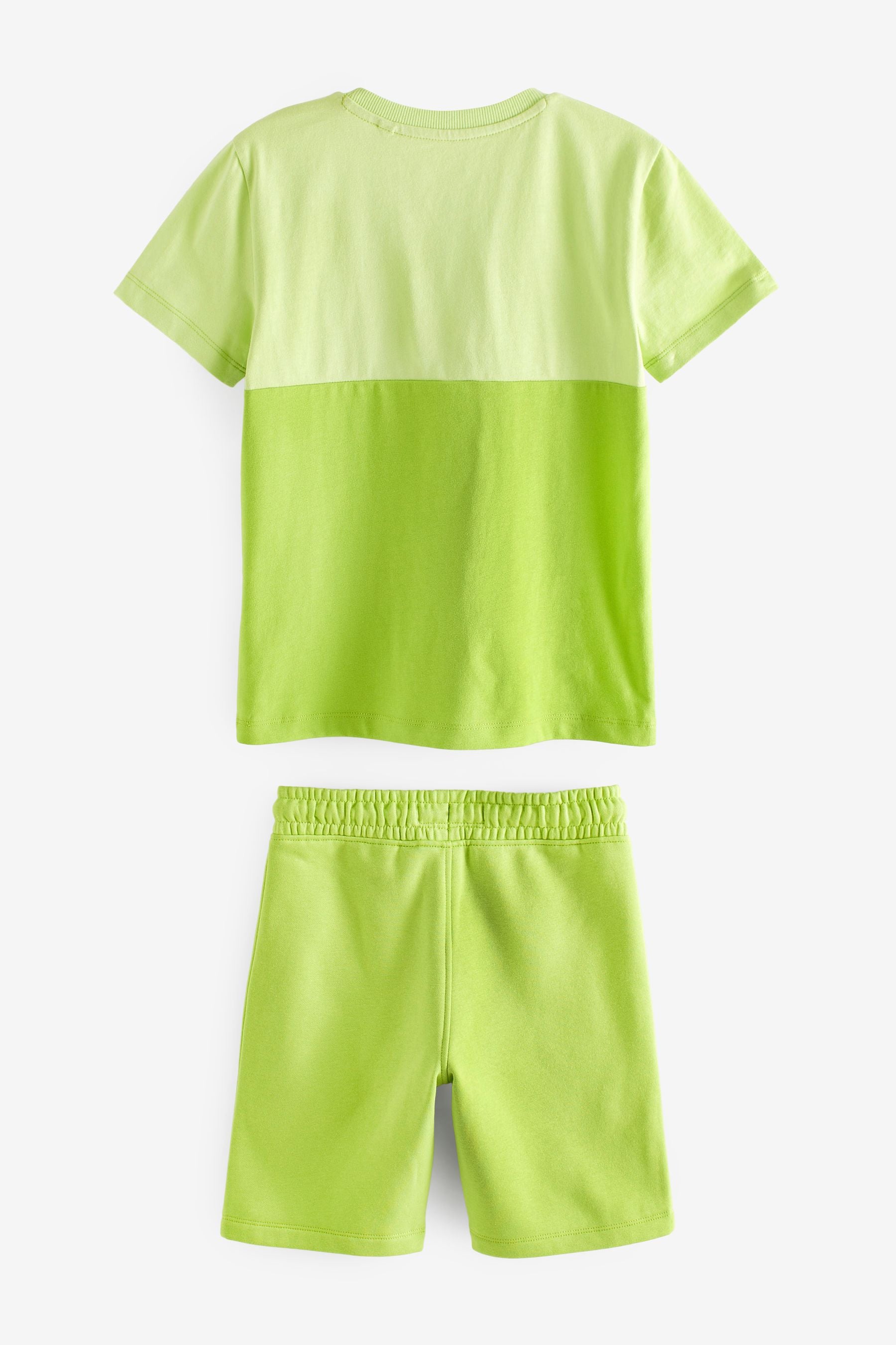 Lime Green Colourblock T-Shirt and Short Set (3-16yrs)