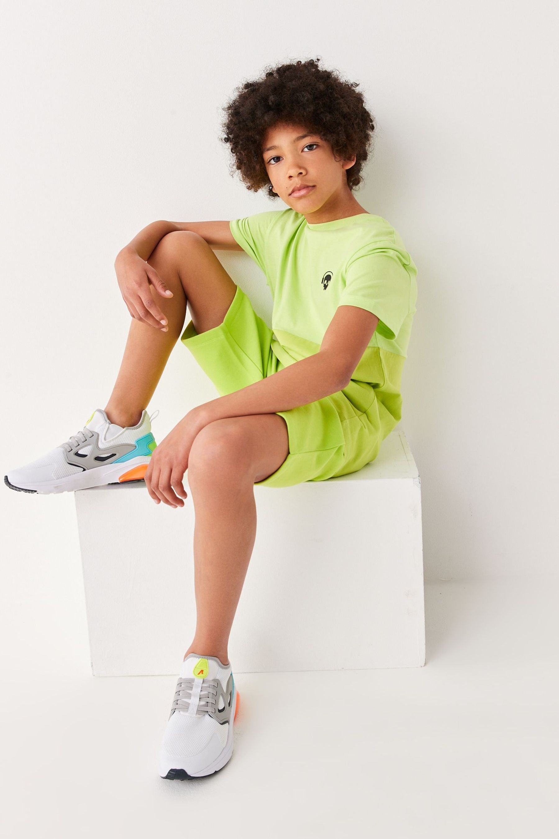 Lime Green Colourblock T-Shirt and Short Set (3-16yrs)