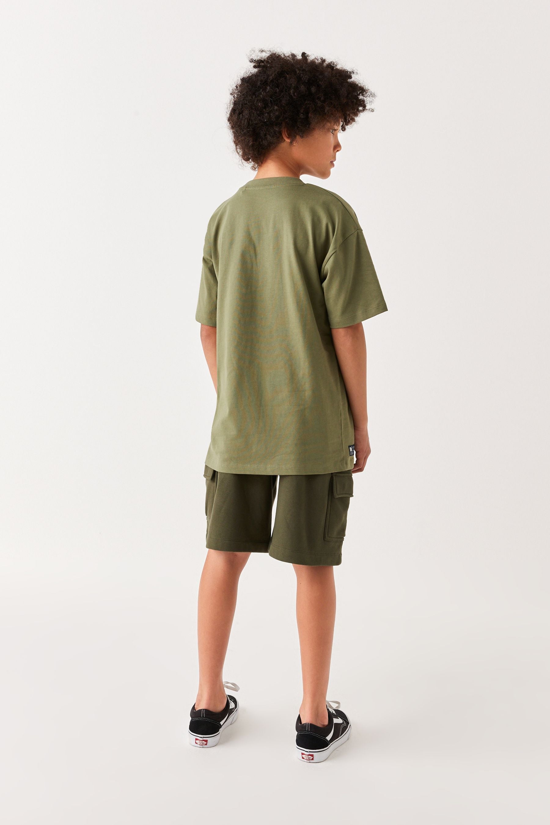 Khaki Green Utility Pocket T-Shirt And Shorts Set (3-16yrs)