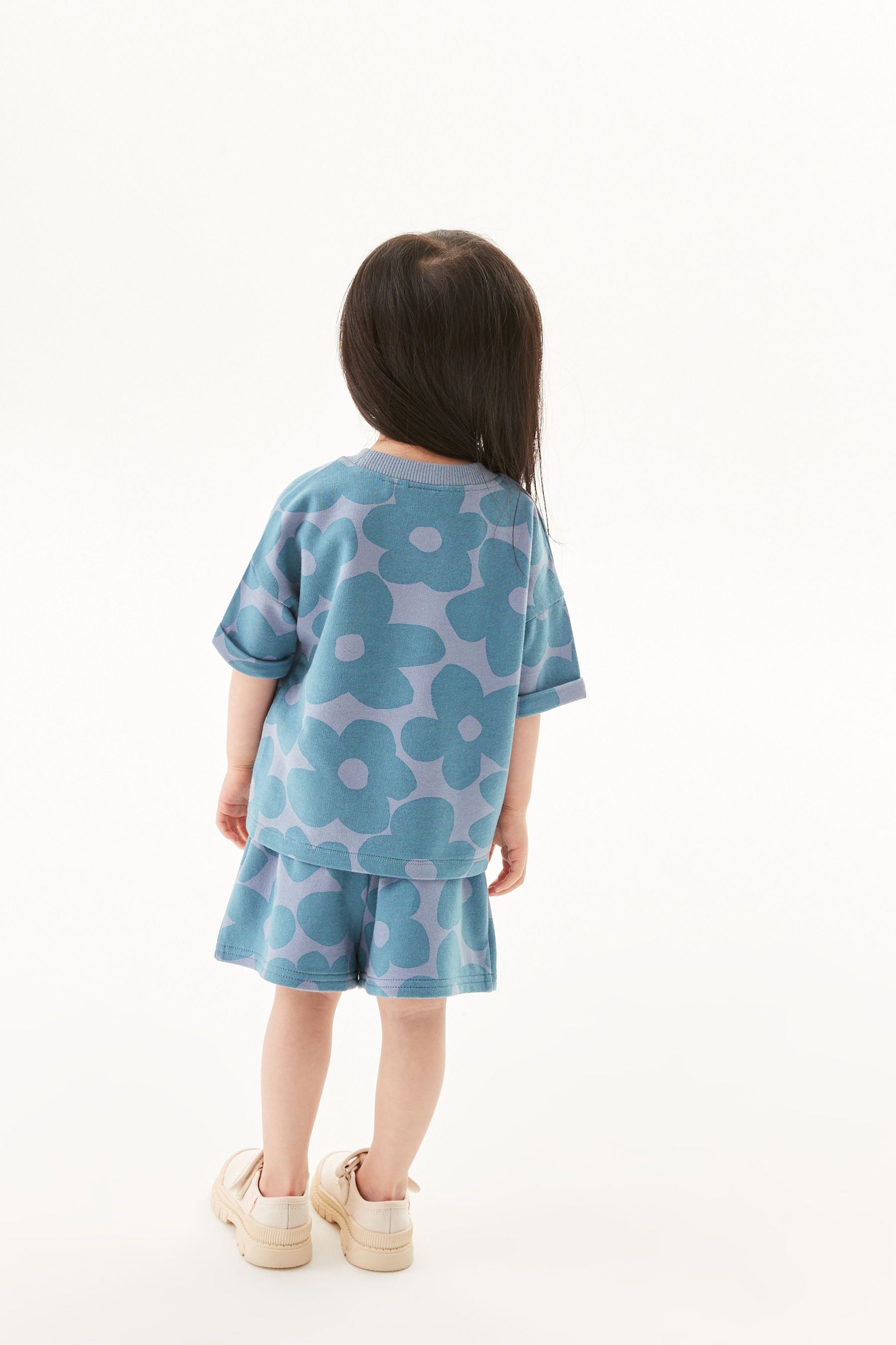 Blue Floral Short Sleeve T-Shirt And Shorts Co-ord Set (3mths-7yrs)