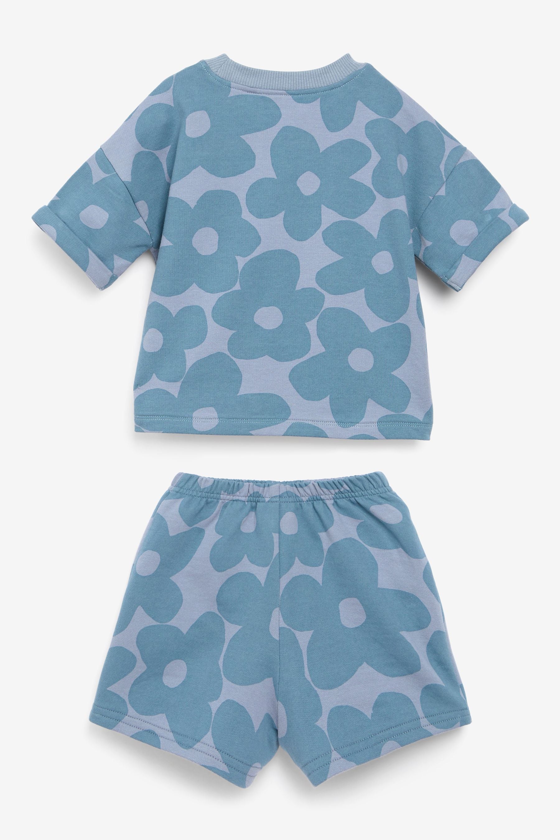 Blue Floral Short Sleeve T-Shirt And Shorts Co-ord Set (3mths-7yrs)