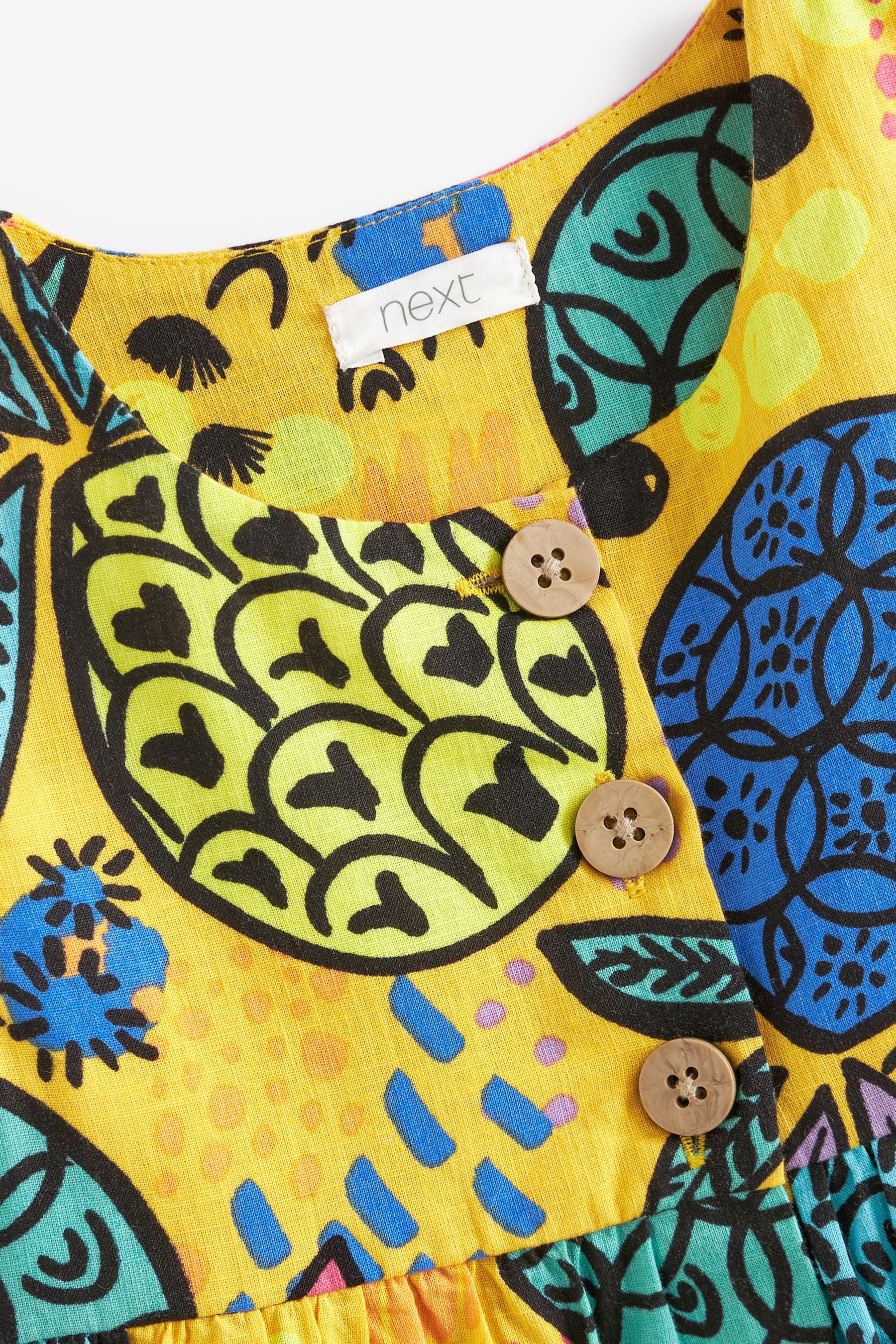 Yellow Tropical Cotton Sleeveless Dress (3mths-8yrs)