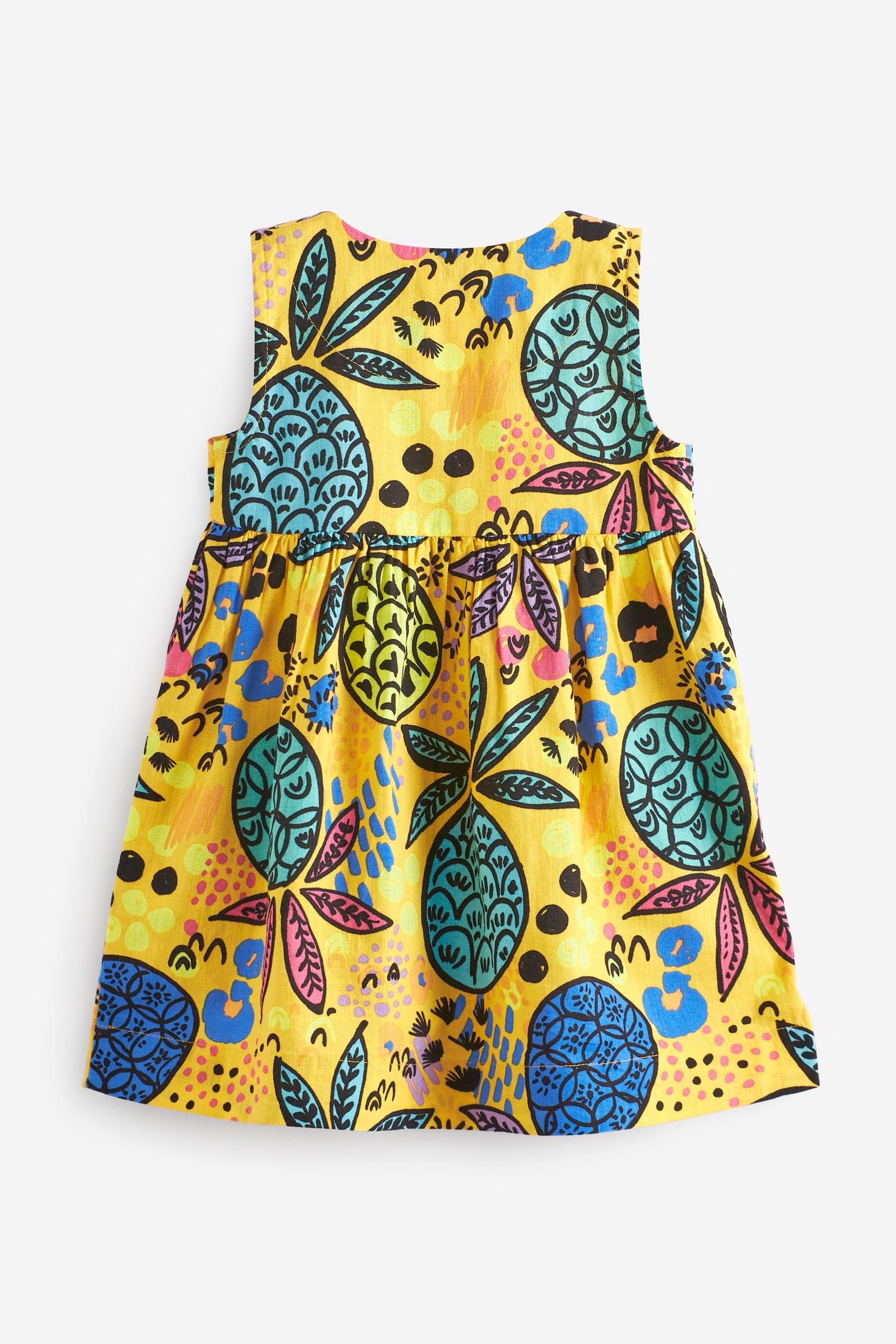Yellow Tropical Cotton Sleeveless Dress (3mths-8yrs)