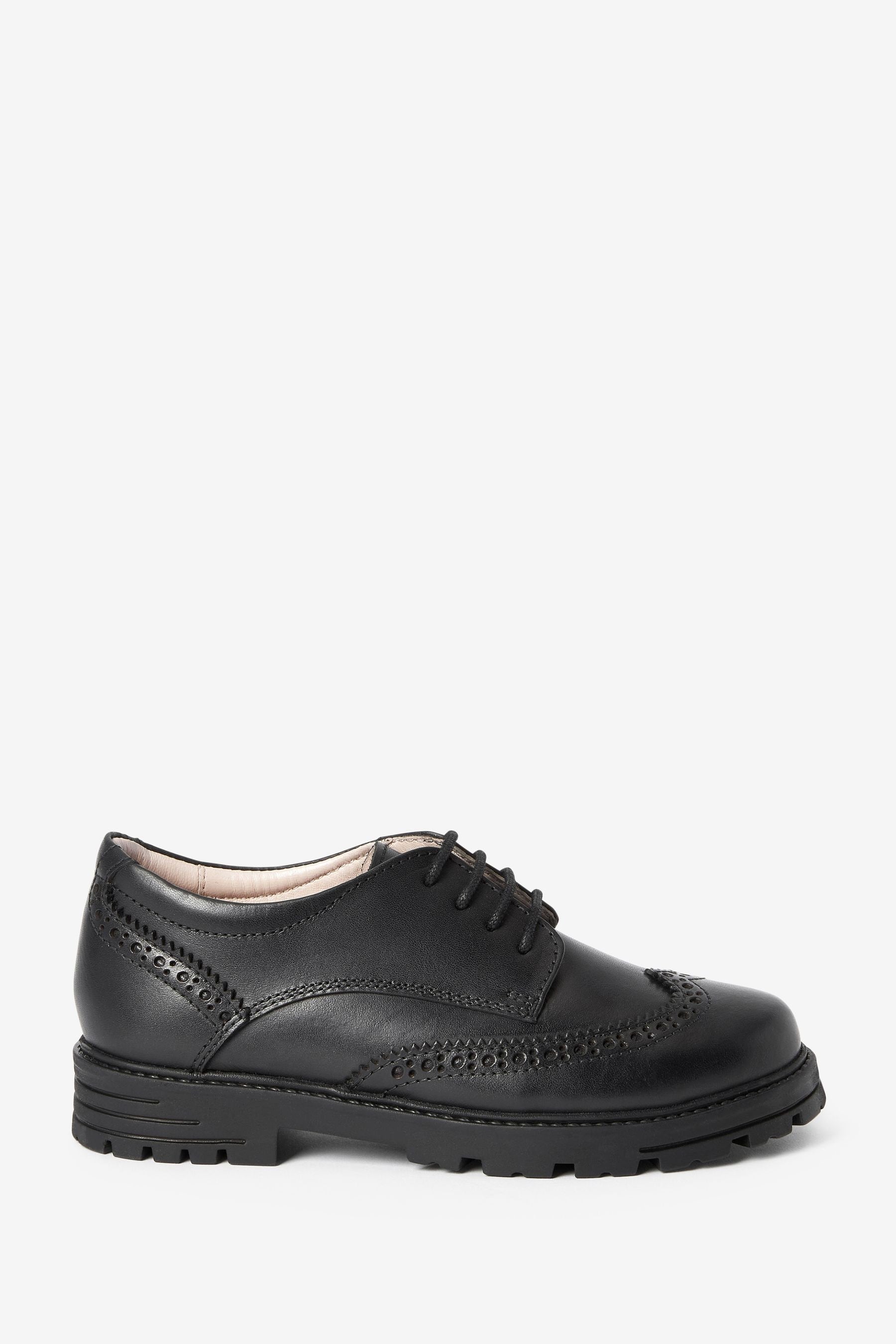 Black School Leather Brogue Shoes