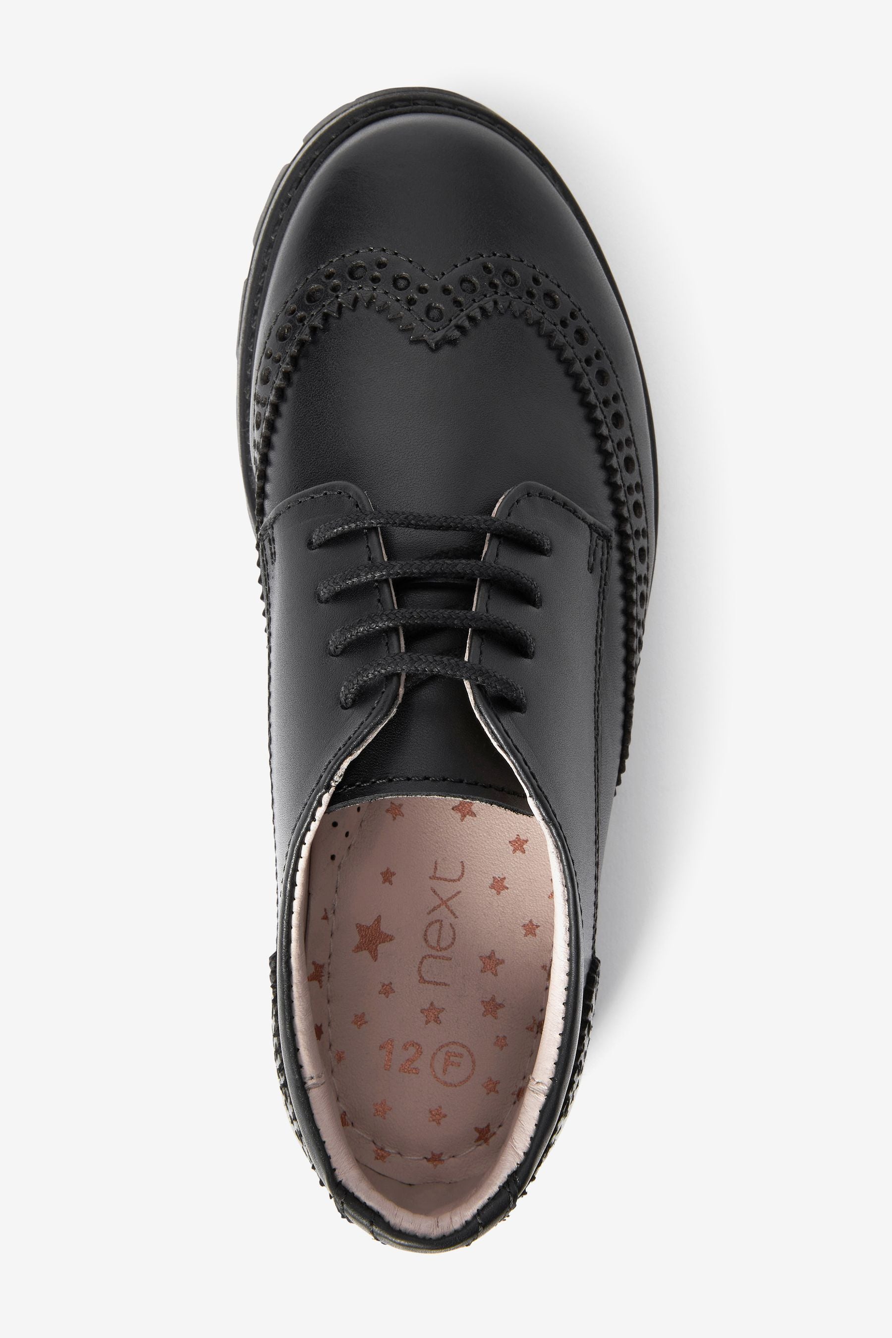 Black School Leather Brogue Shoes