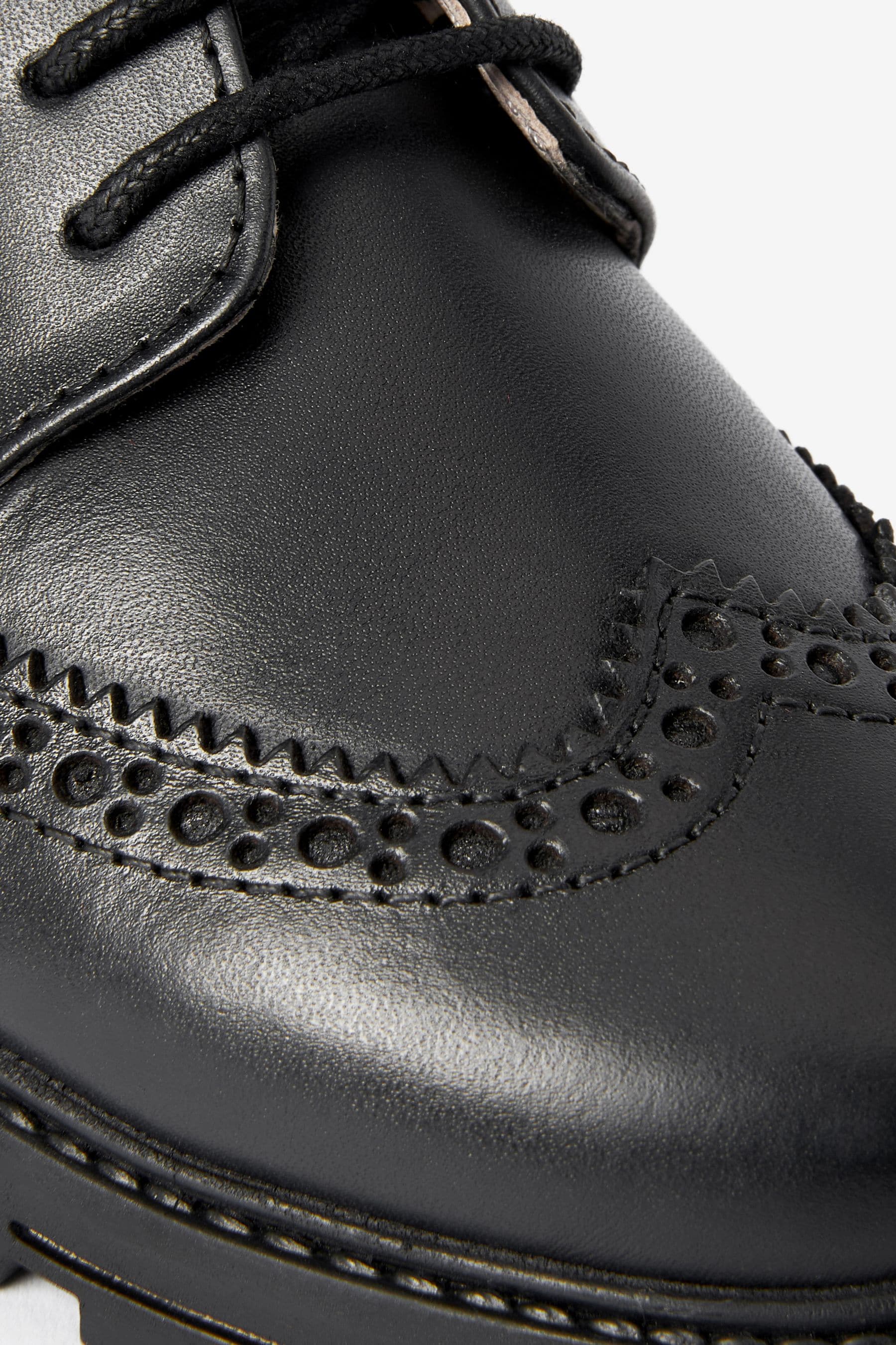 Black School Leather Brogue Shoes