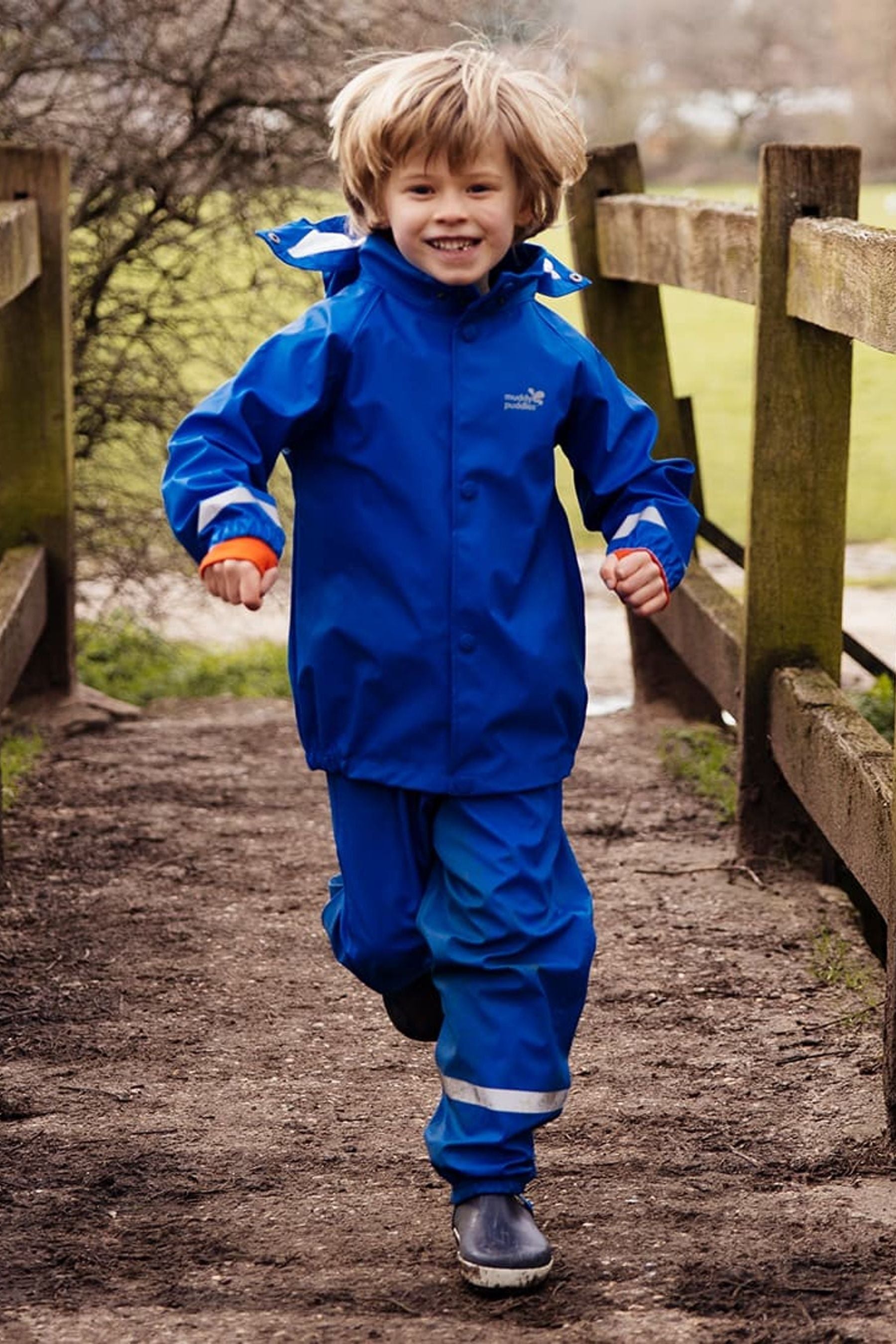 Royal Blue Muddy Puddles Recycled Rainy Day Waterproof Jacket