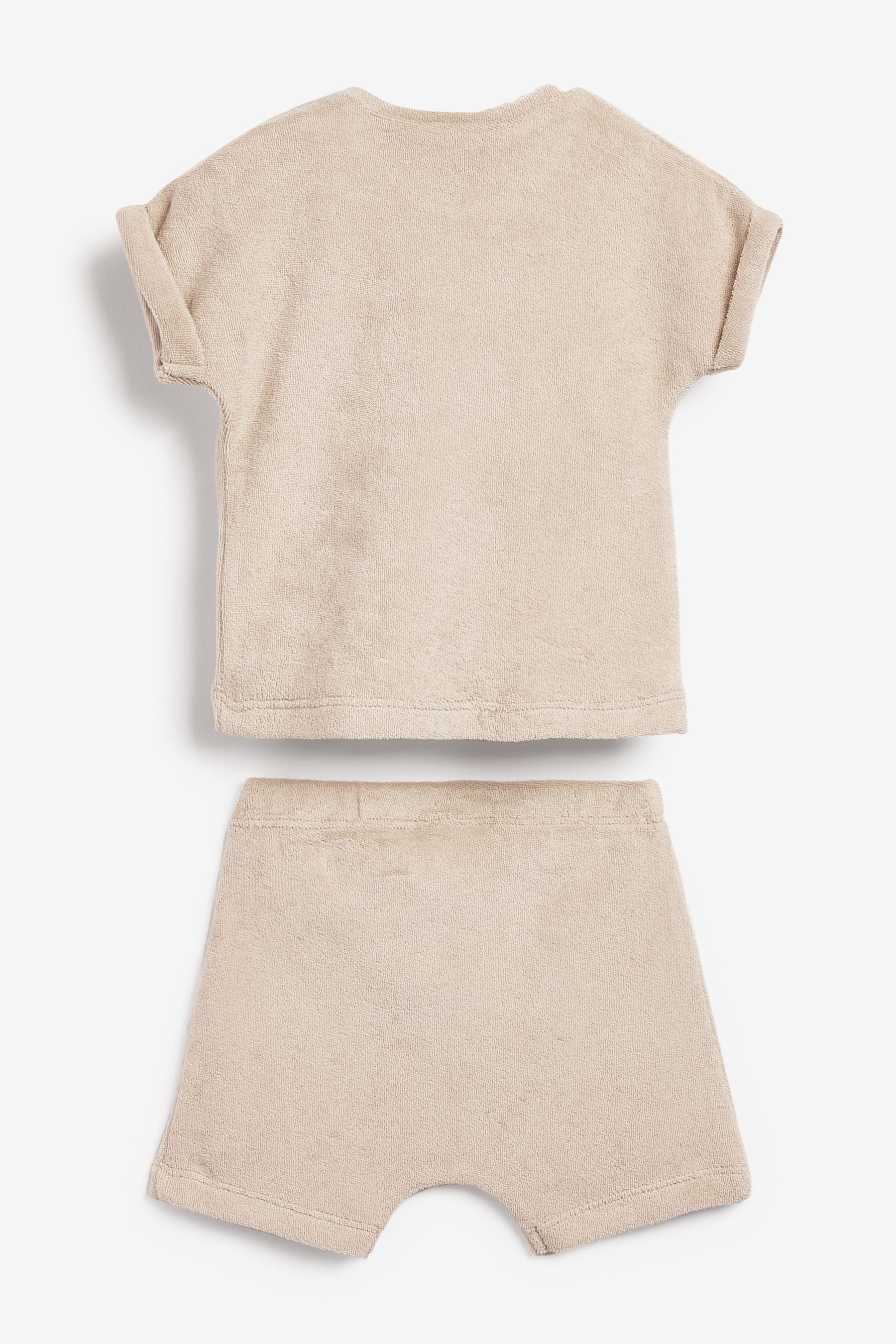 Neutral Cream Towelling Baby T-Shirt And Shorts Co-ord Set