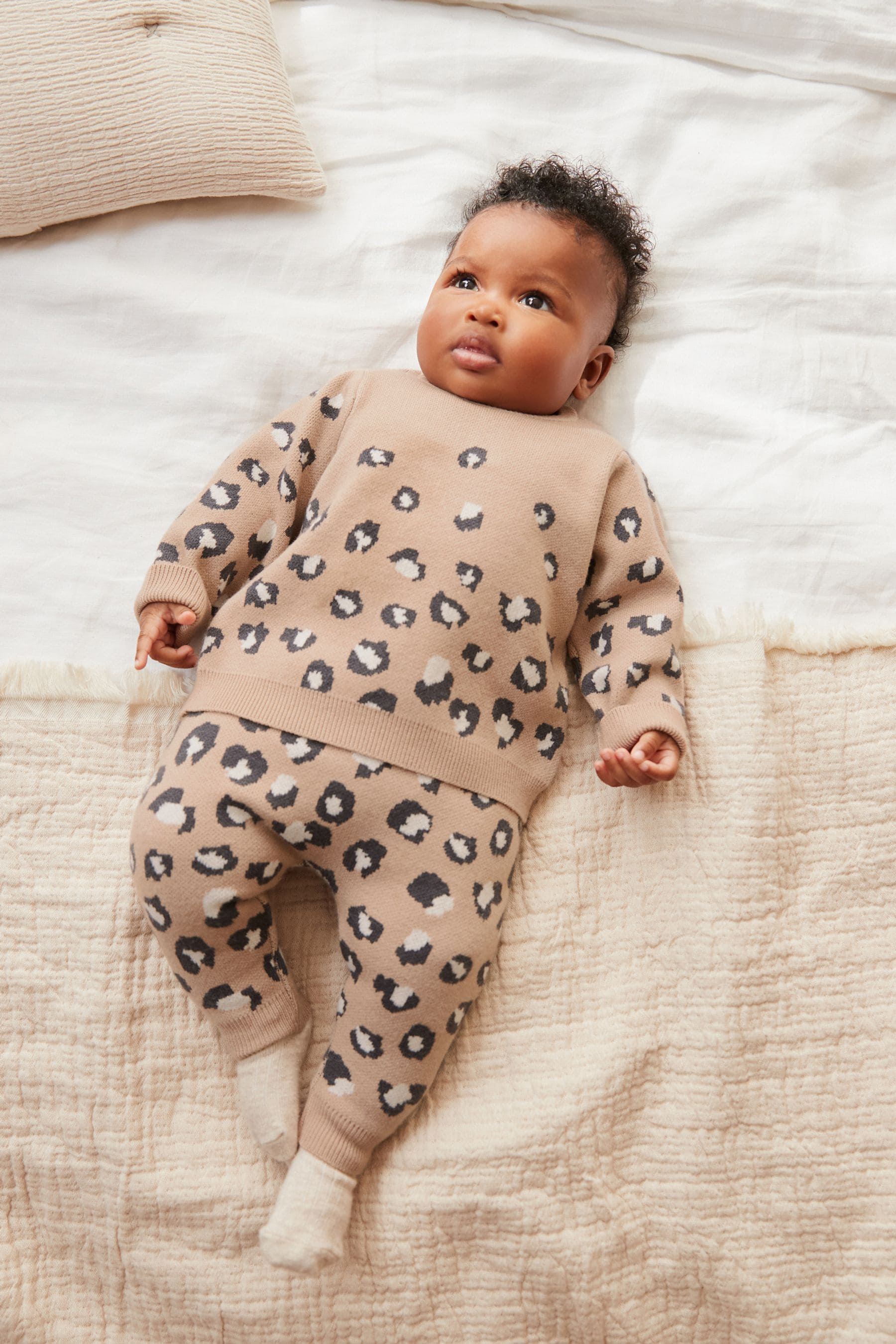 Leopard Print Two Piece Baby Knit Jumper And Leggings Set (0mths-2yrs)