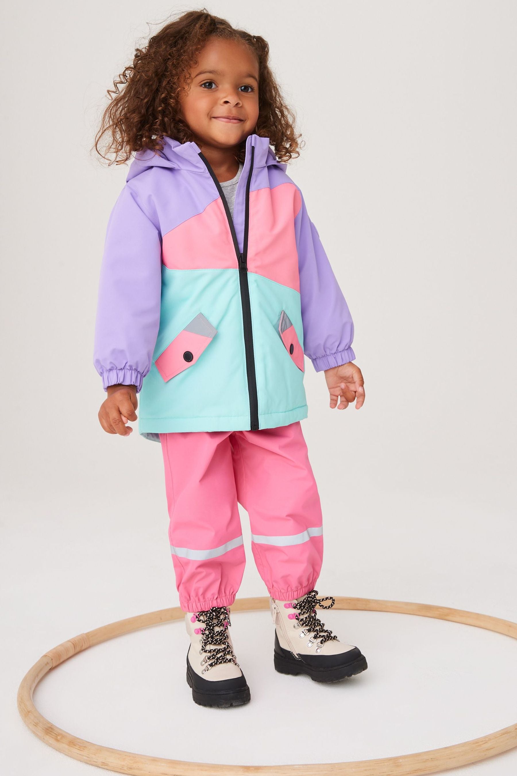 Pink/Purple Waterproof Colourblock Coat (3mths-7yrs)