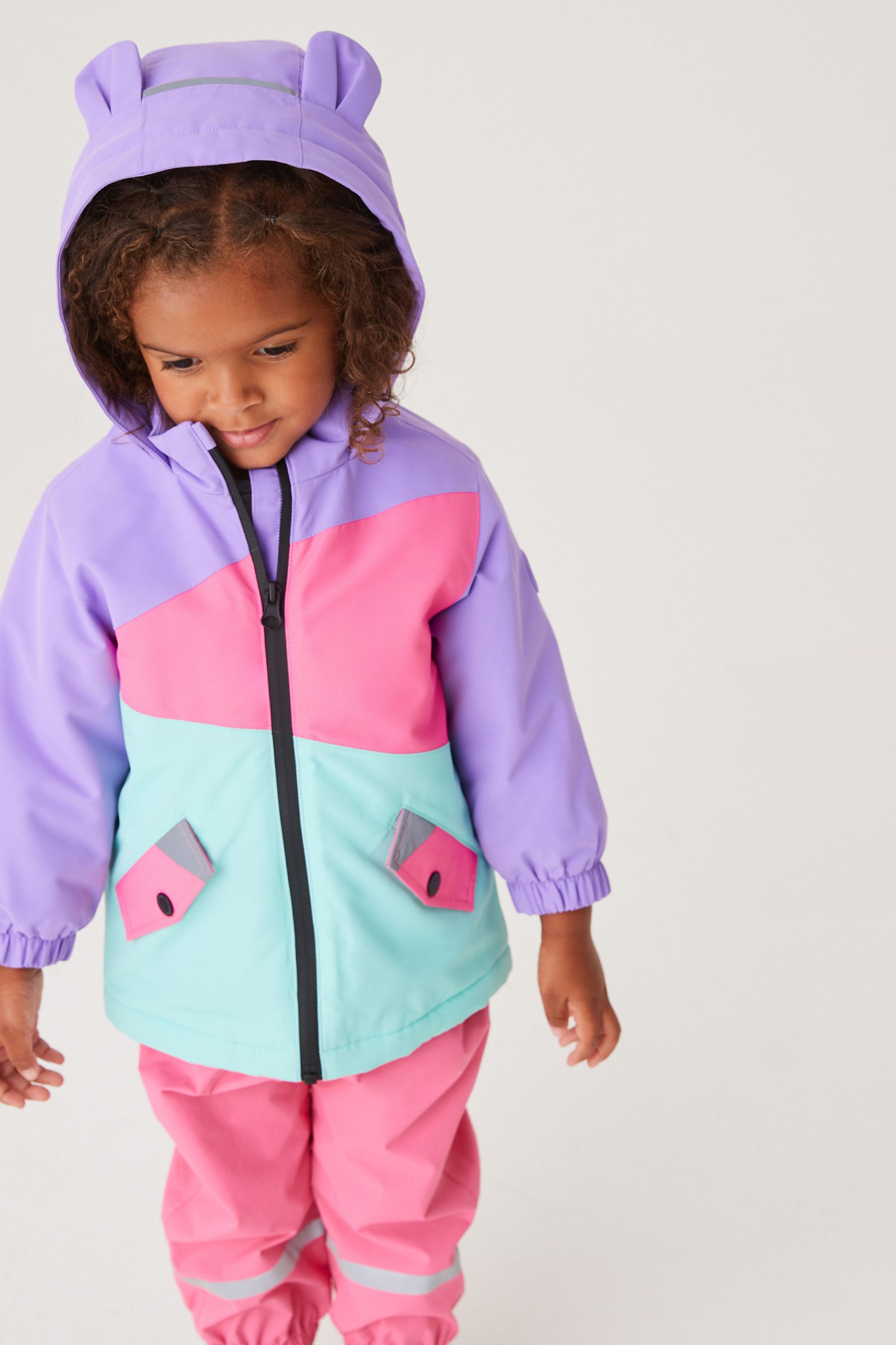 Pink/Purple Waterproof Colourblock Coat (3mths-7yrs)