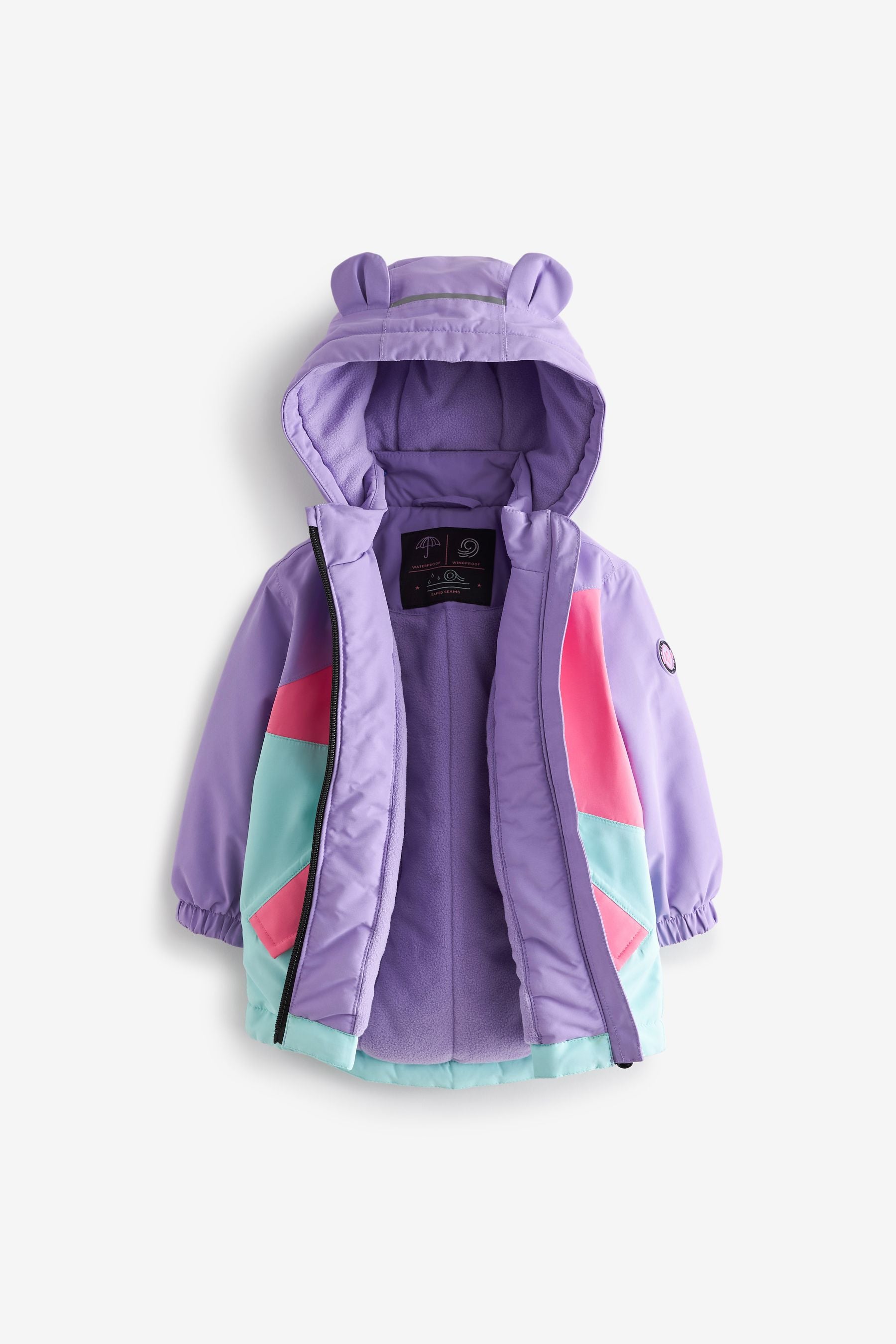 Pink/Purple Waterproof Colourblock Coat (3mths-7yrs)