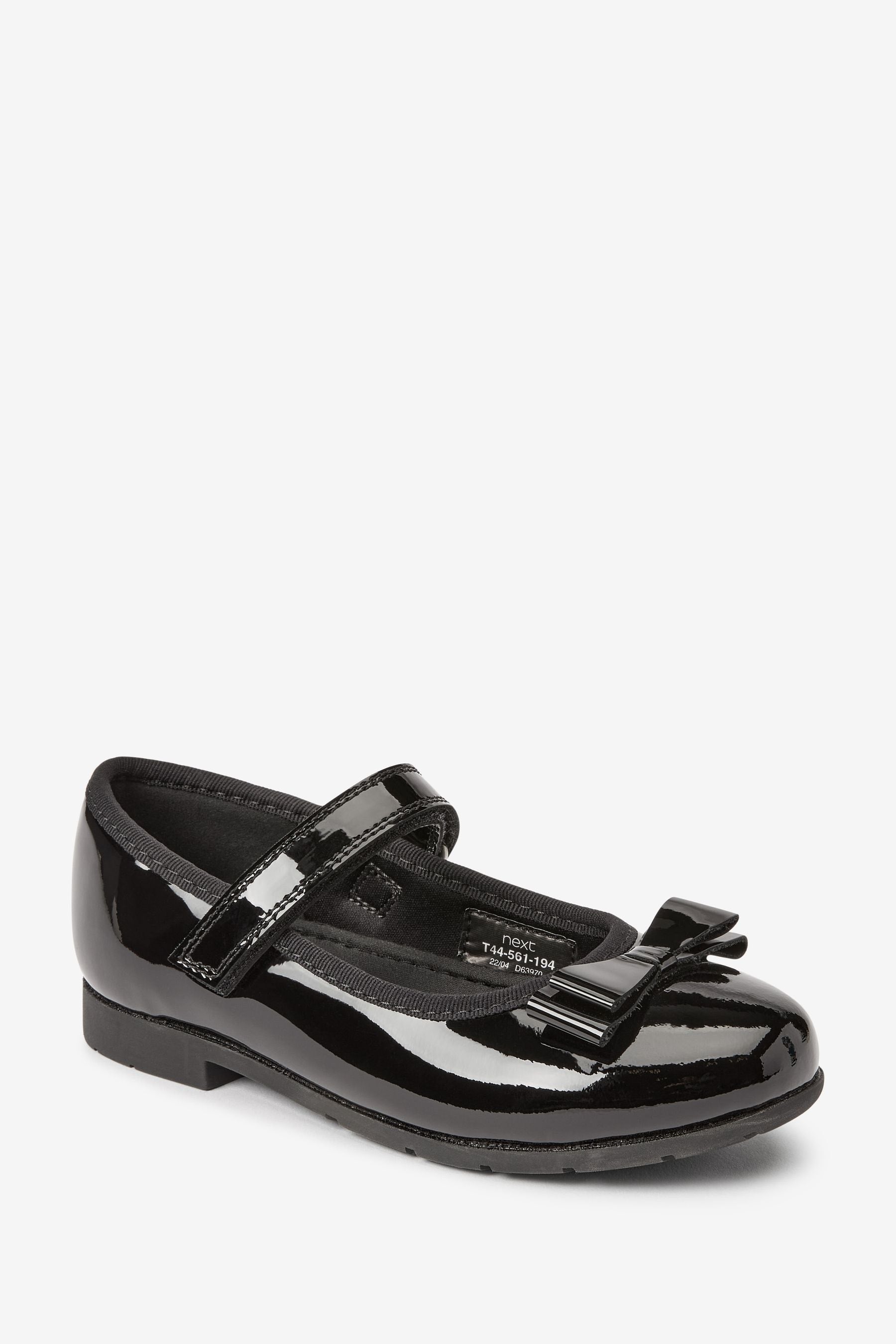 Black Patent School Leather Bow Mary Jane Shoes