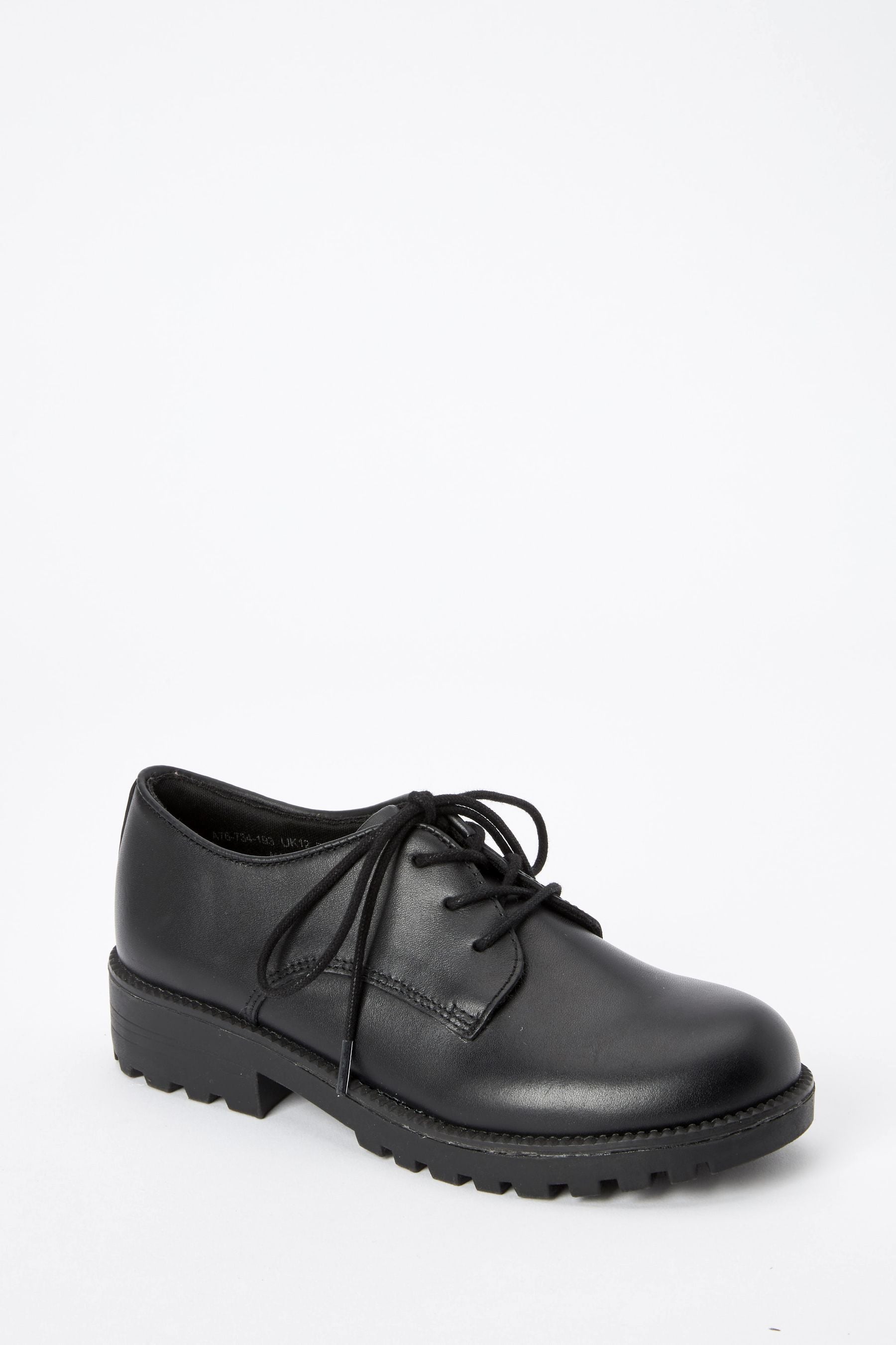 Black School Leather Lace-Up Shoes