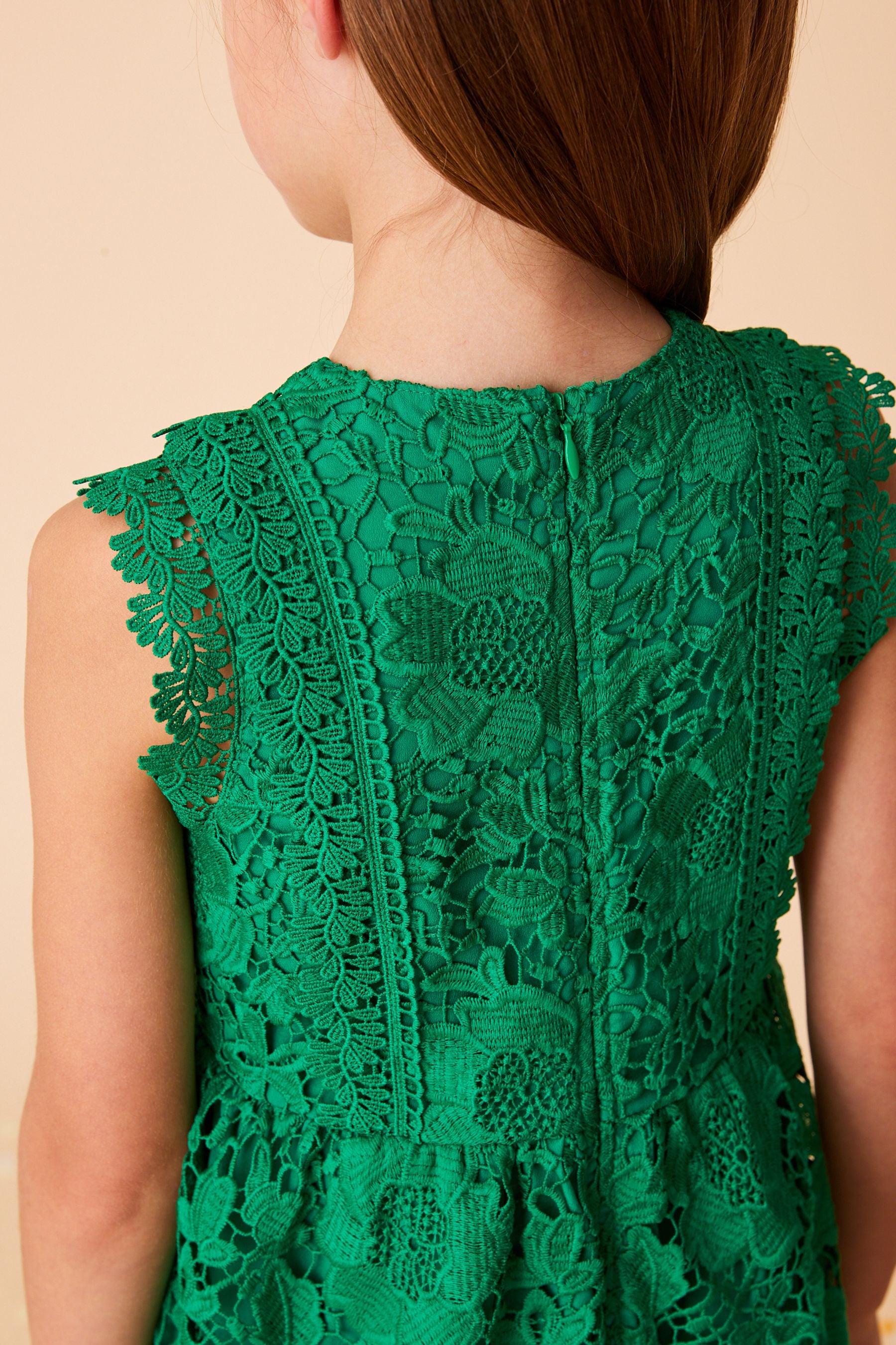 Green Lace Peplum Dress (3-16yrs)