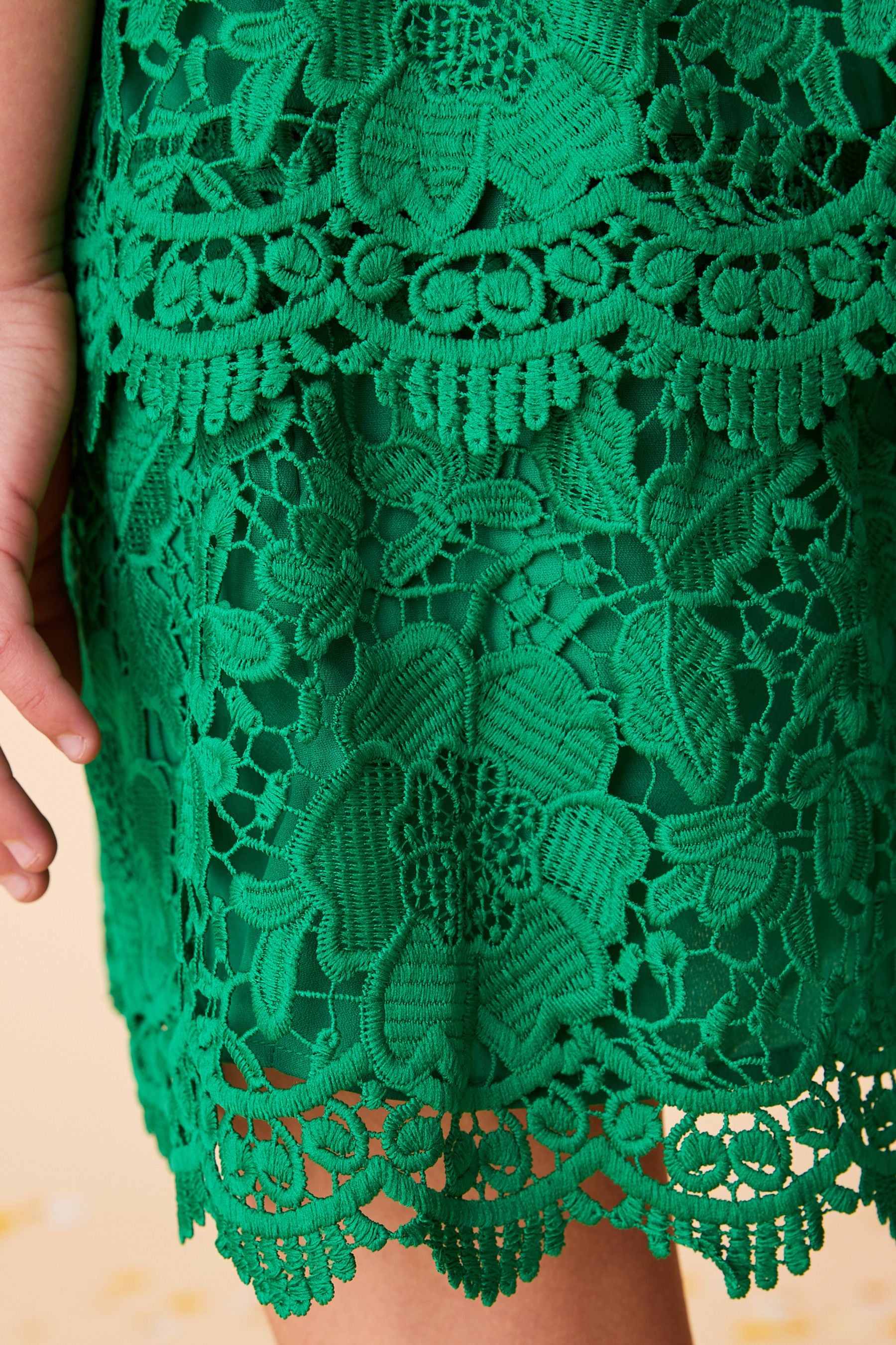 Green Lace Peplum Dress (3-16yrs)