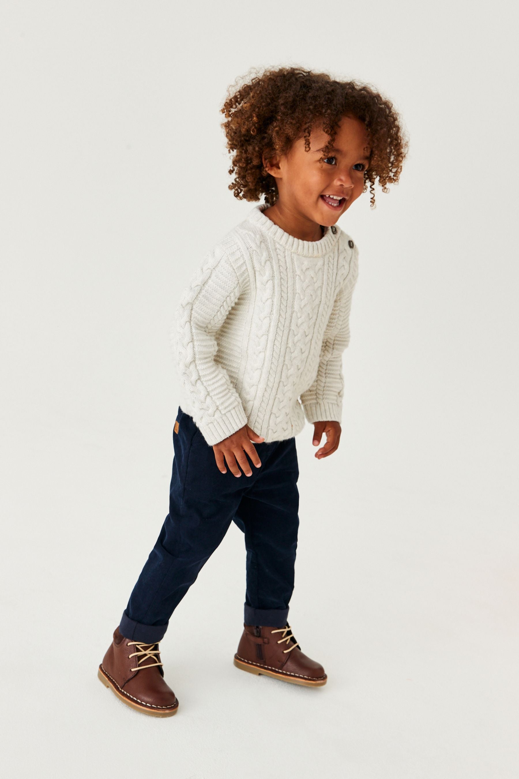 Navy Blue Lined Pull-On Cord Trousers (3mths-7yrs)